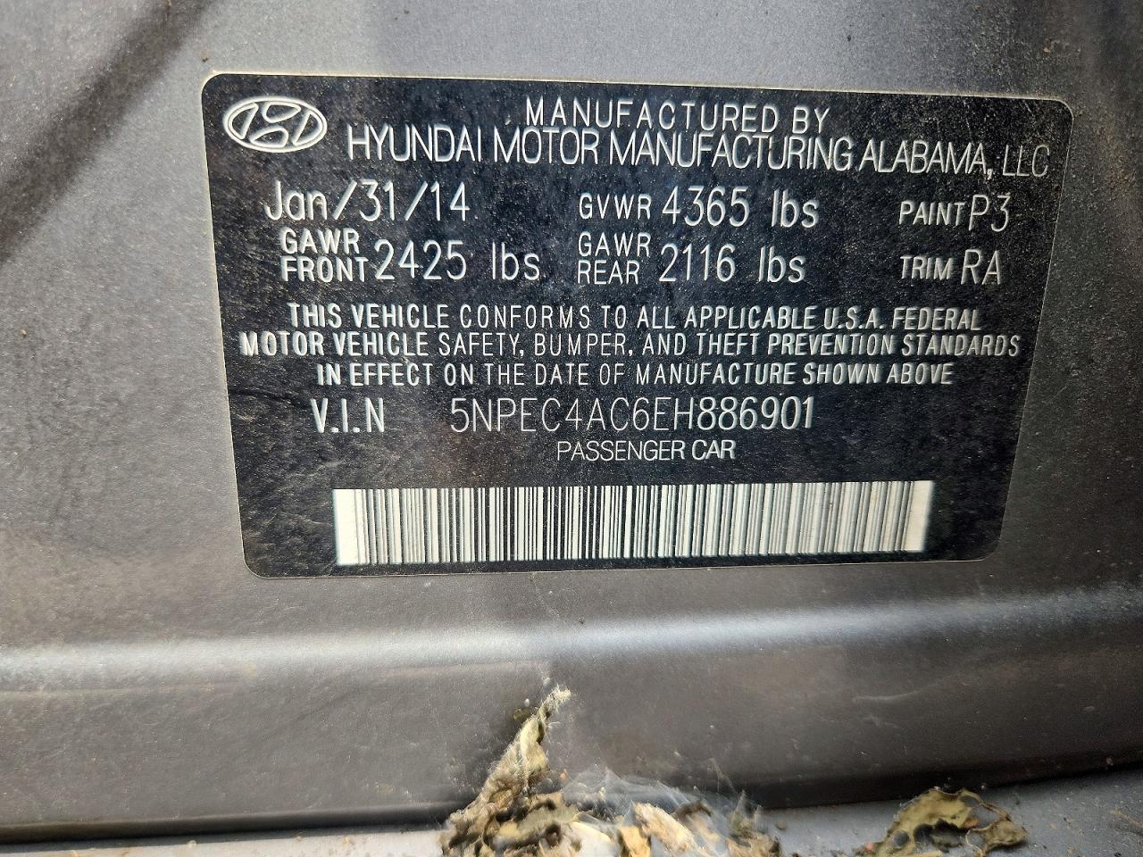 2014 Hyundai Sonata Limited Gray vin: 5NPEC4AC6EH886901