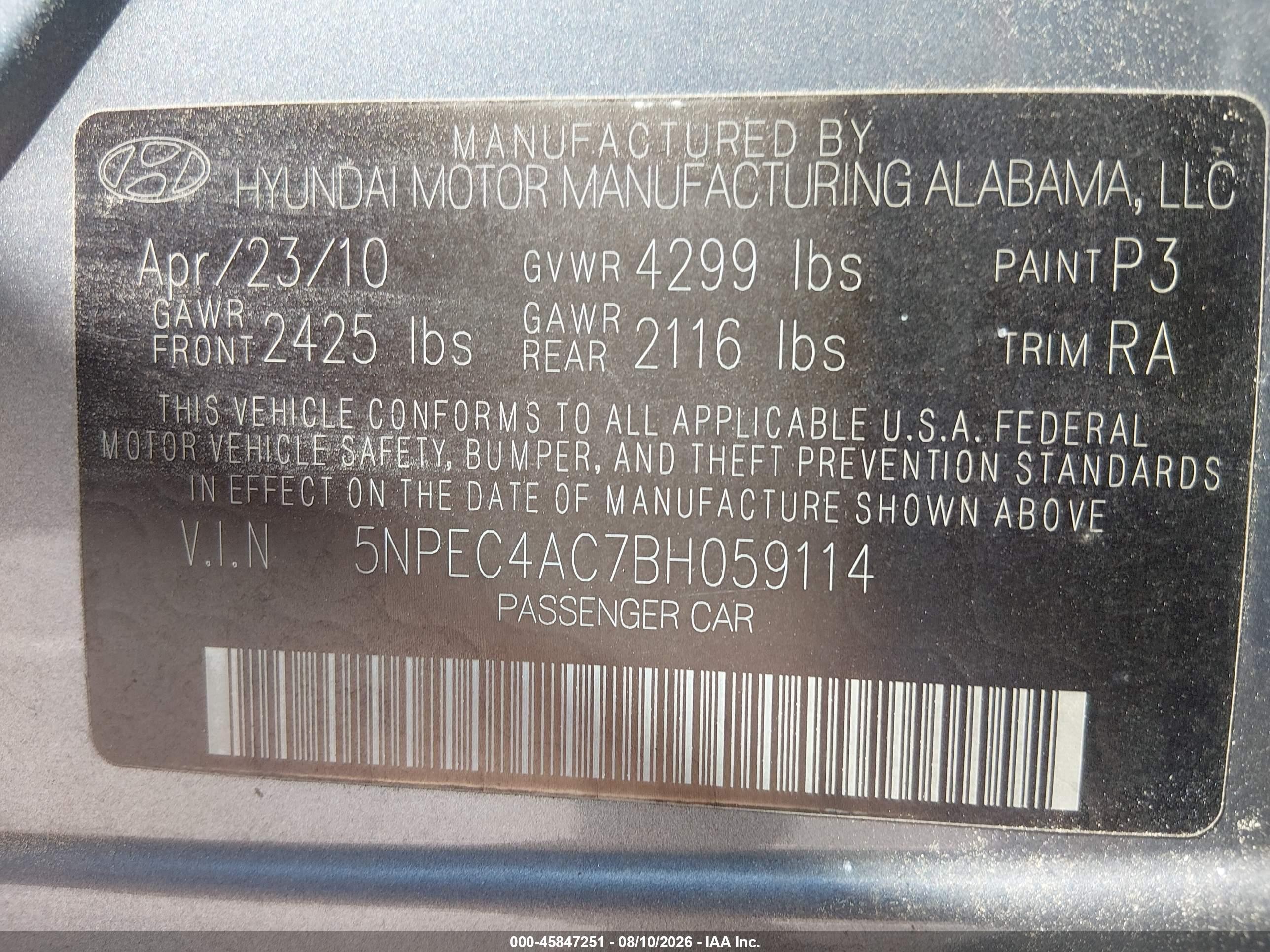 2011 Hyundai Sonata Limited Gray vin: 5NPEC4AC7BH059114