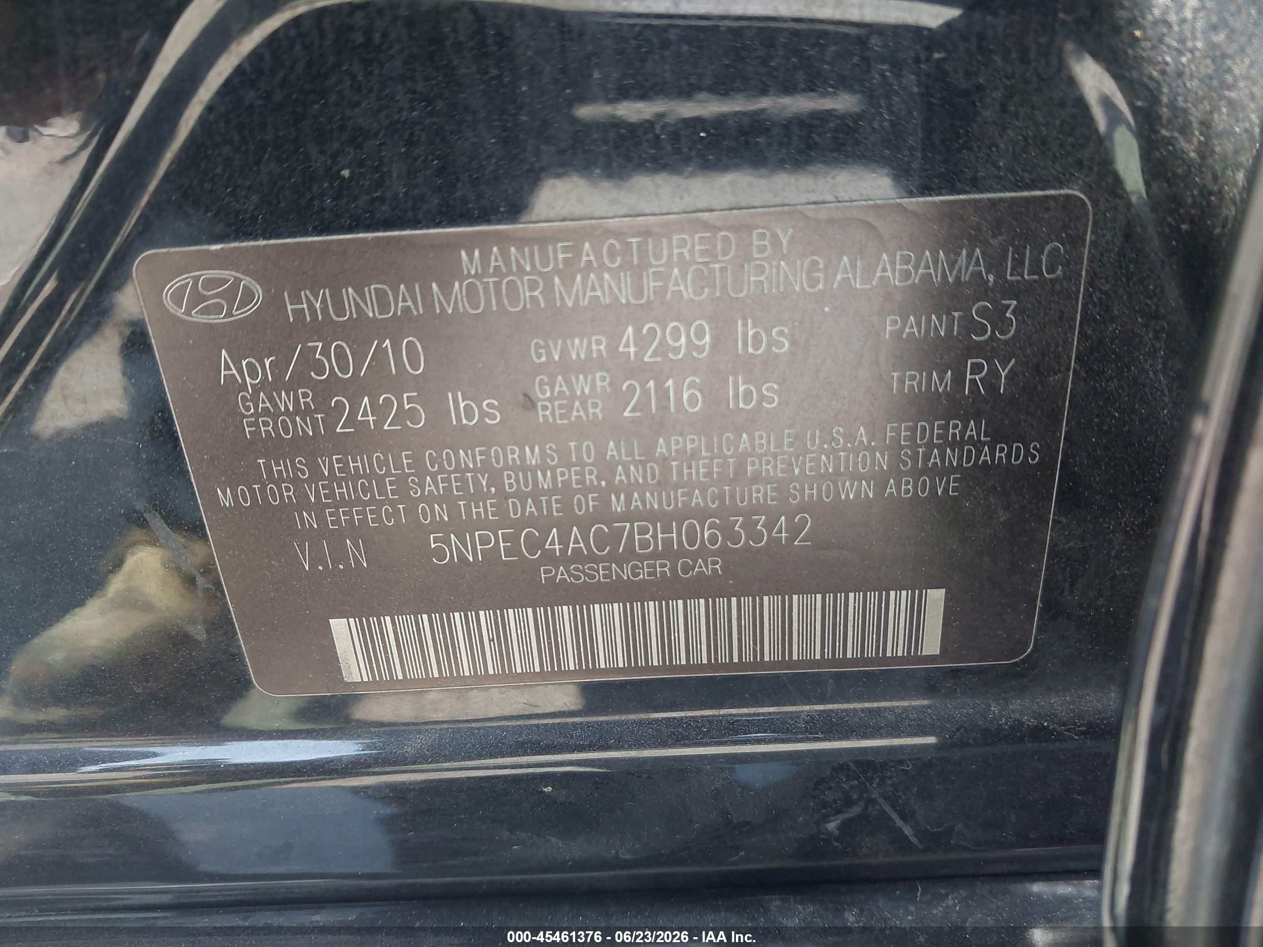 2011 Hyundai Sonata Se Black vin: 5NPEC4AC7BH063342