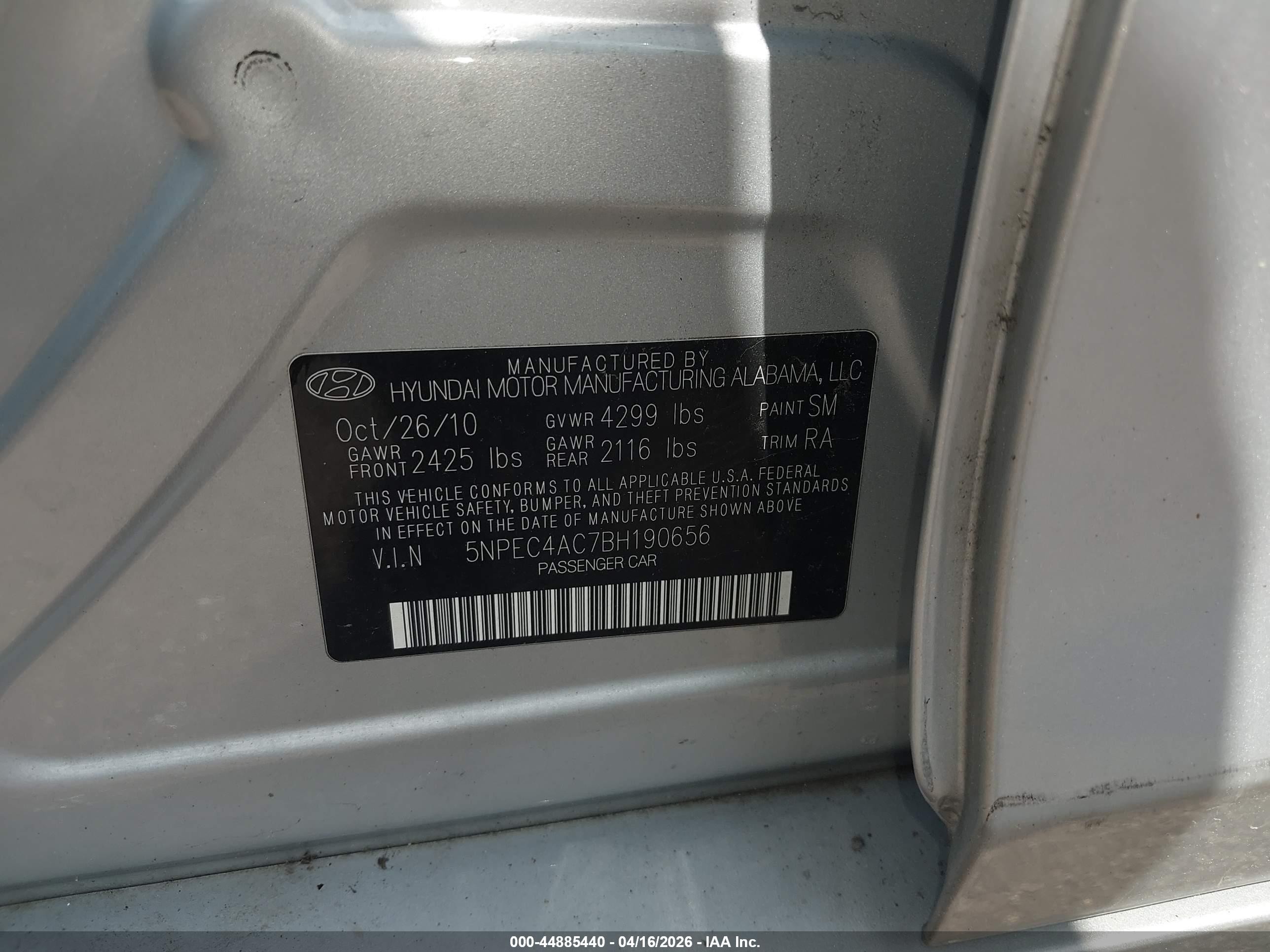 2011 Hyundai Sonata Ltd Серебряный vin: 5NPEC4AC7BH190656