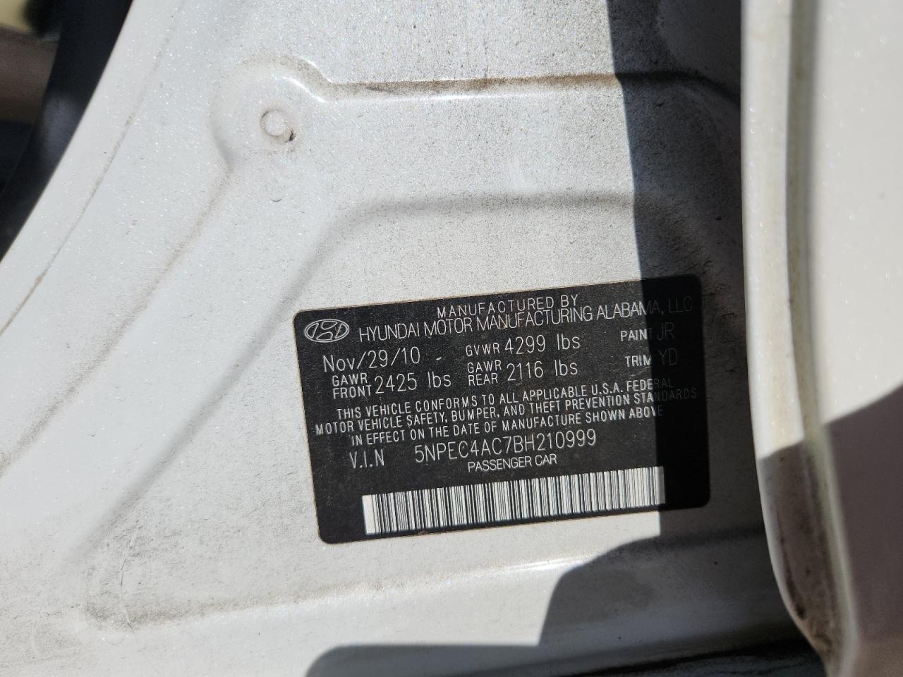 2011 Hyundai Sonata Limited White vin: 5NPEC4AC7BH210999