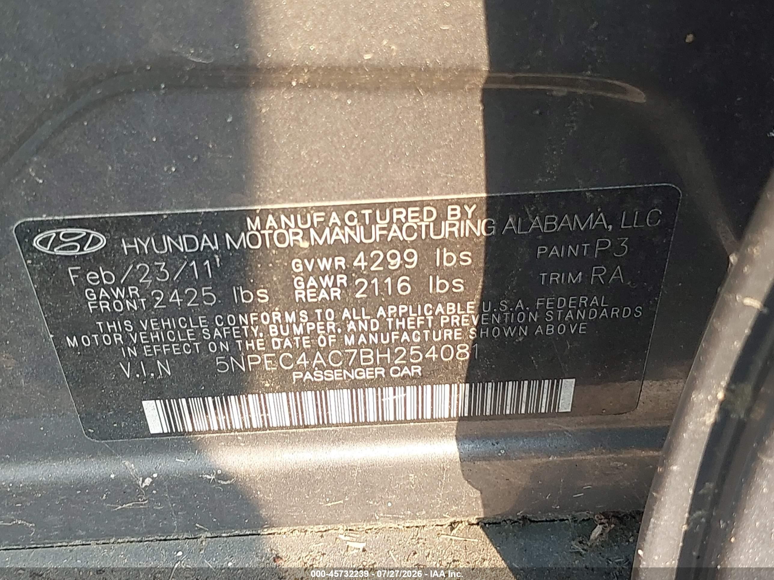 2011 Hyundai Sonata Limited Gray vin: 5NPEC4AC7BH254081