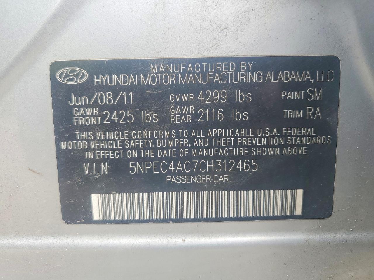 2012 Hyundai Sonata Limited Silver vin: 5NPEC4AC7CH312465