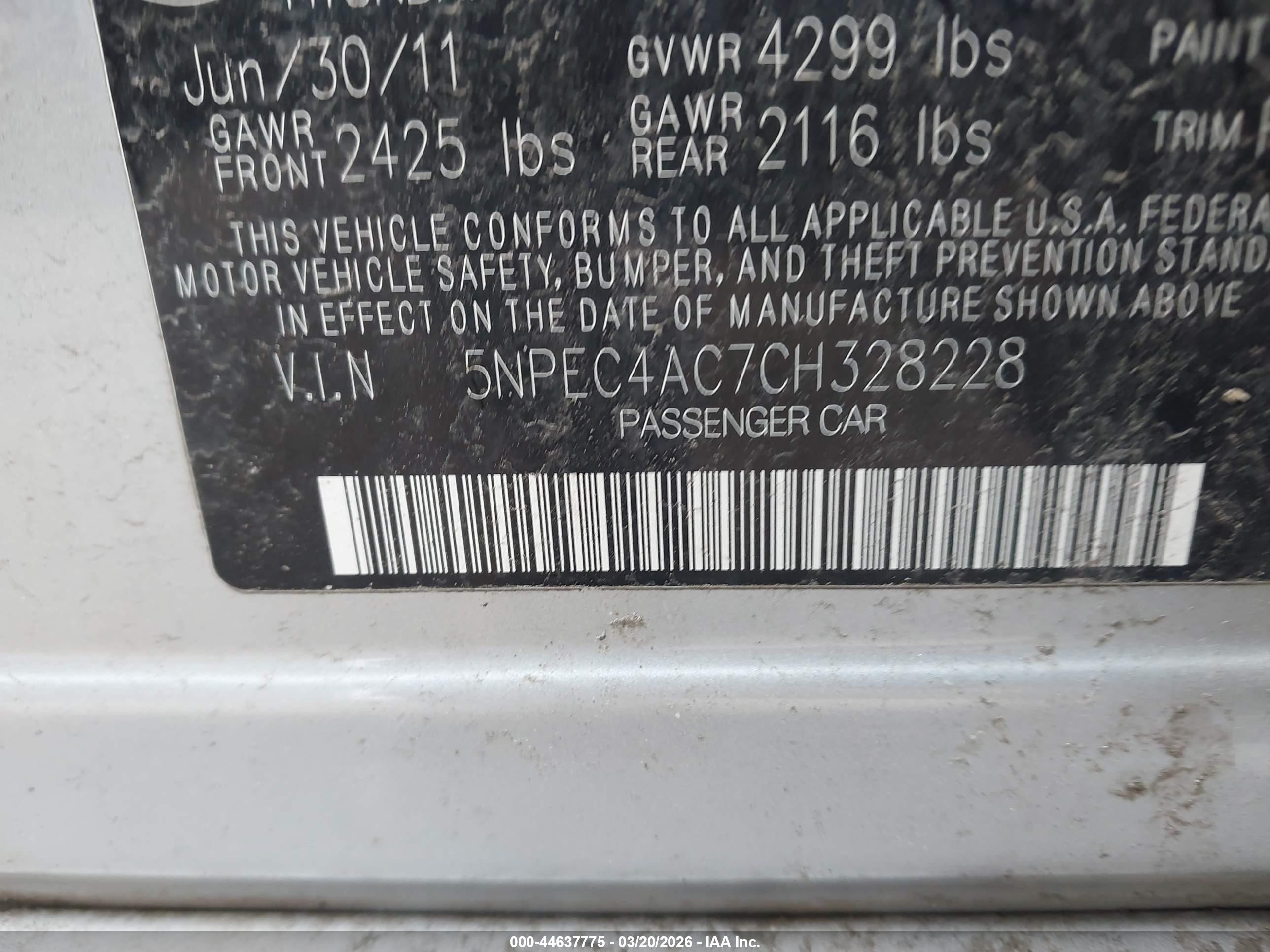 2012 Hyundai Sonata Se Silver vin: 5NPEC4AC7CH328228