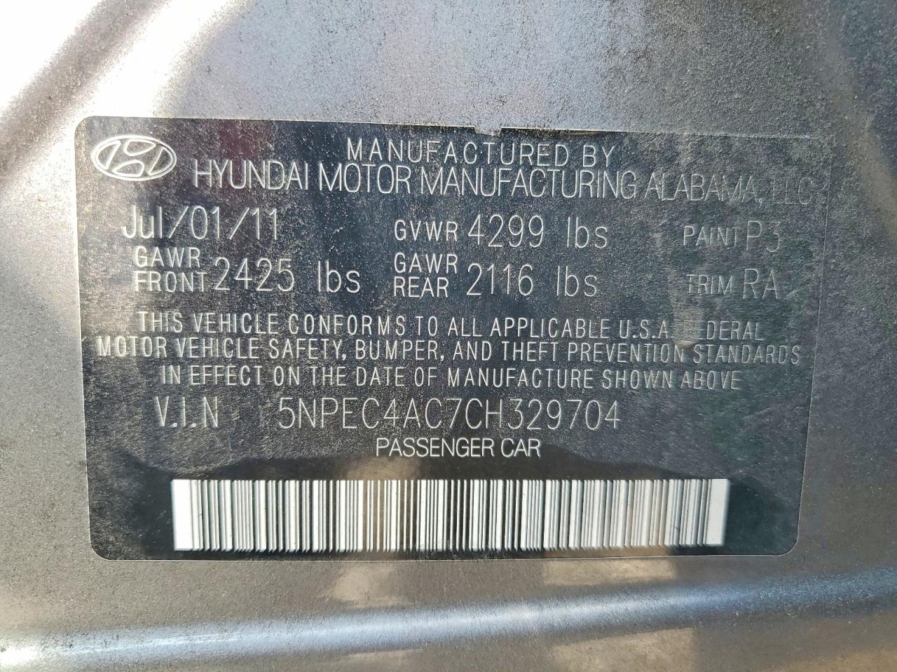2012 Hyundai Sonata Se Gray vin: 5NPEC4AC7CH329704