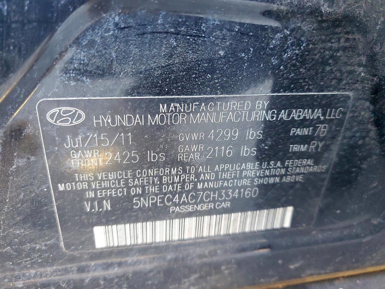 2012 Hyundai Sonata Se Black vin: 5NPEC4AC7CH334160