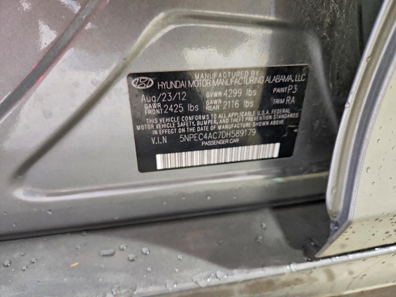 2013 Hyundai Sonata Limited Gray vin: 5NPEC4AC7DH589179
