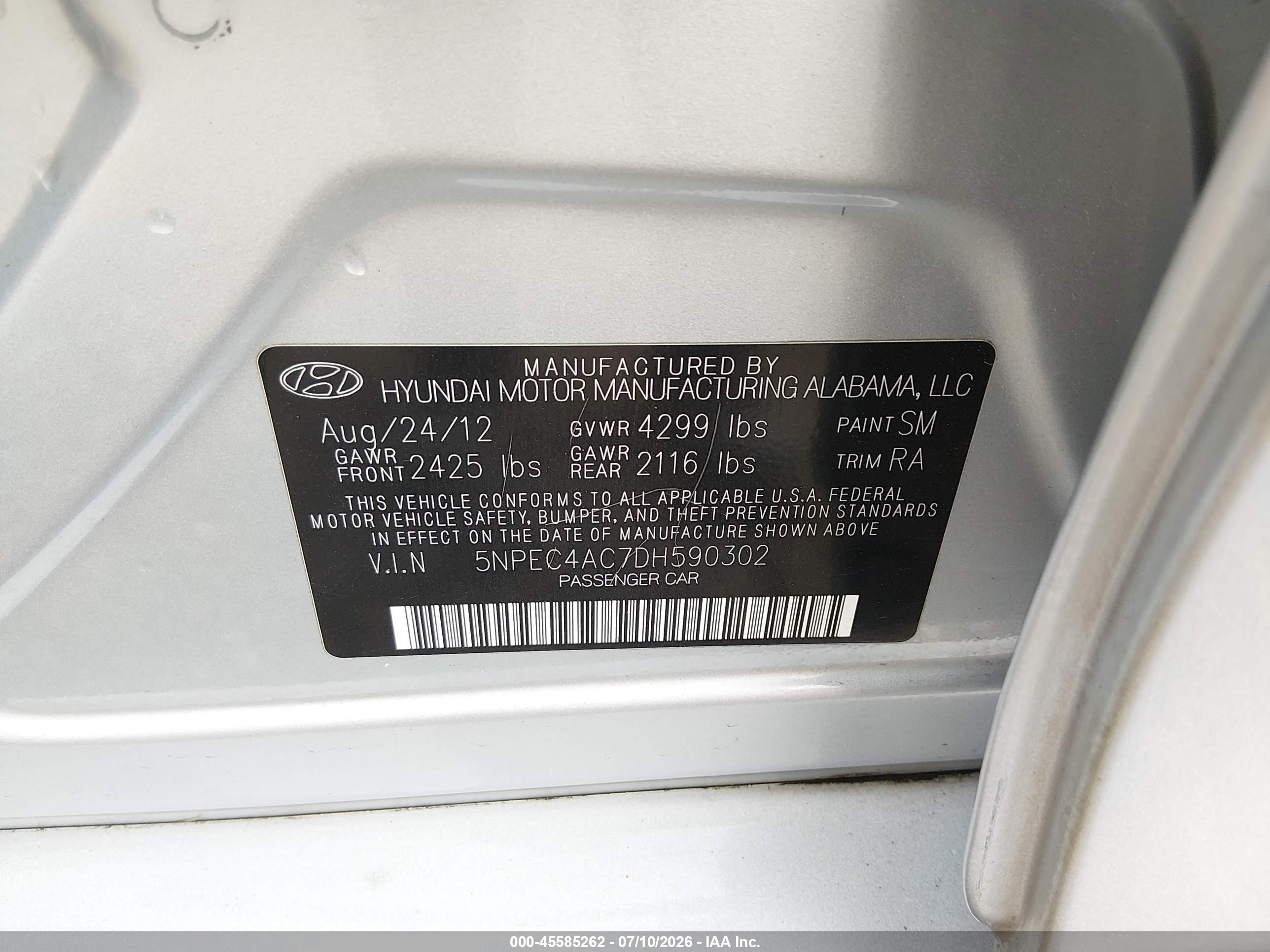 2013 Hyundai Sonata Limited Silver vin: 5NPEC4AC7DH590302