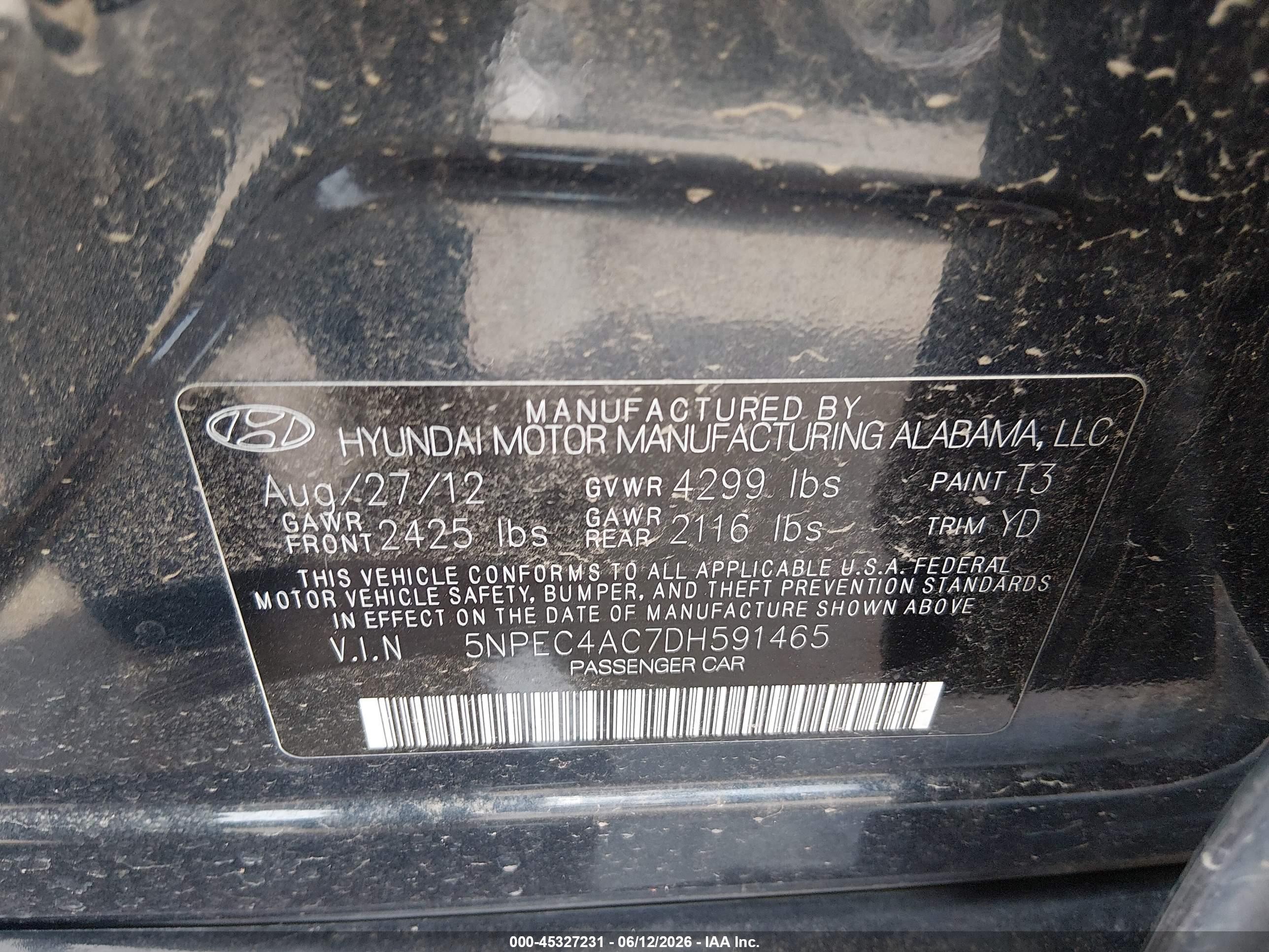 2013 Hyundai Sonata Limited Dark Blue vin: 5NPEC4AC7DH591465