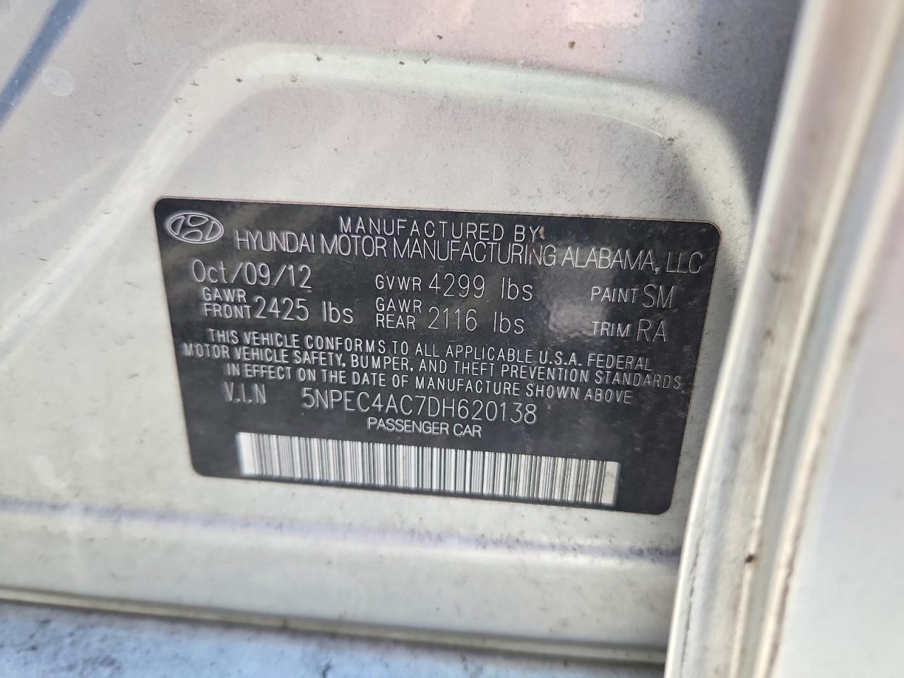 2013 Hyundai Sonata Limited Silver vin: 5NPEC4AC7DH620138