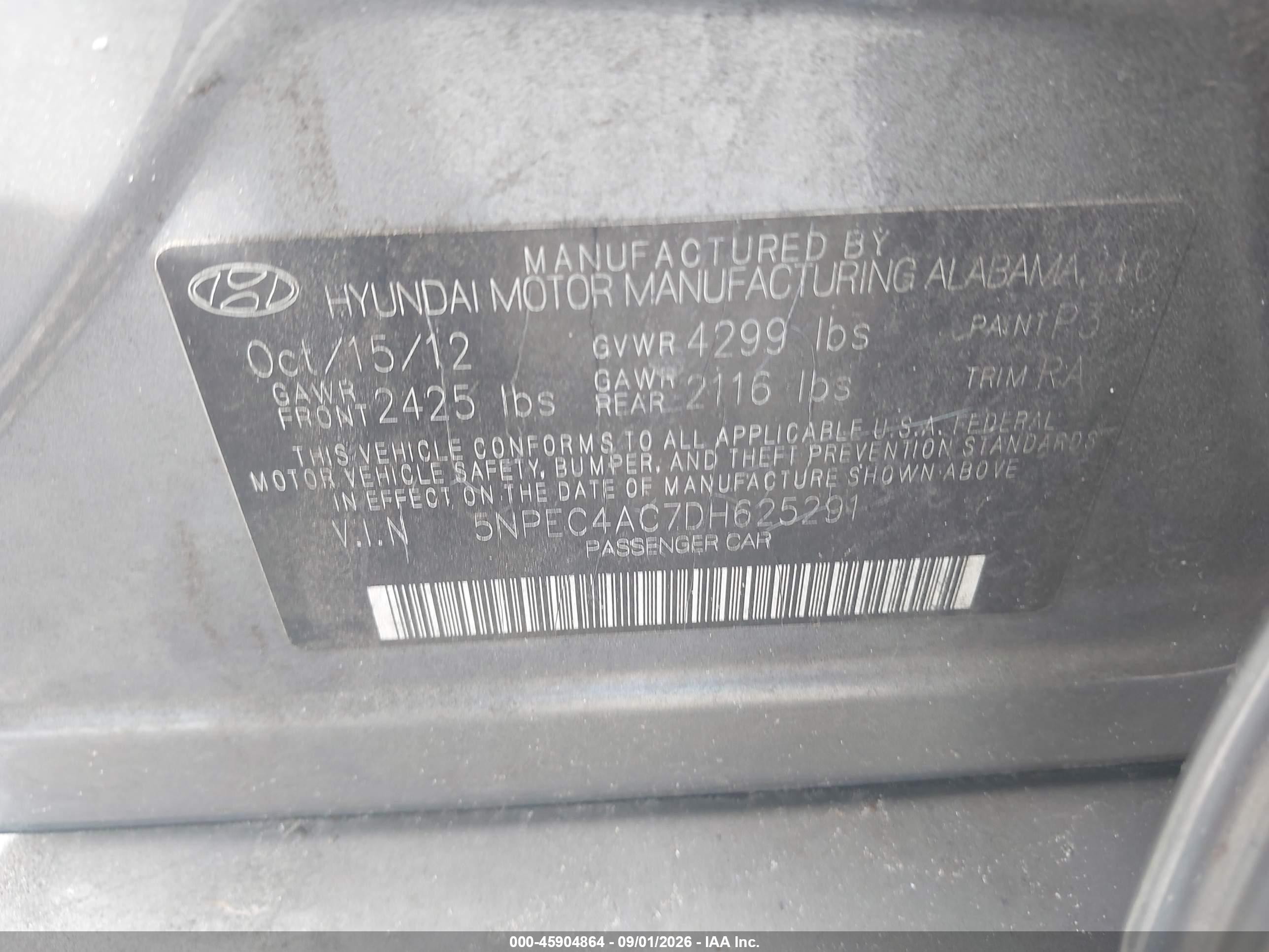 2013 Hyundai Sonata Se Gray vin: 5NPEC4AC7DH625291