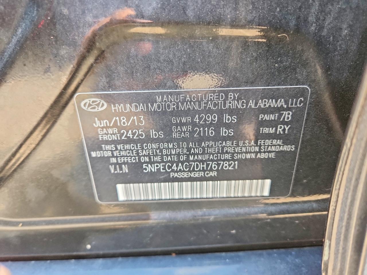 2013 Hyundai Sonata Se Black vin: 5NPEC4AC7DH767821