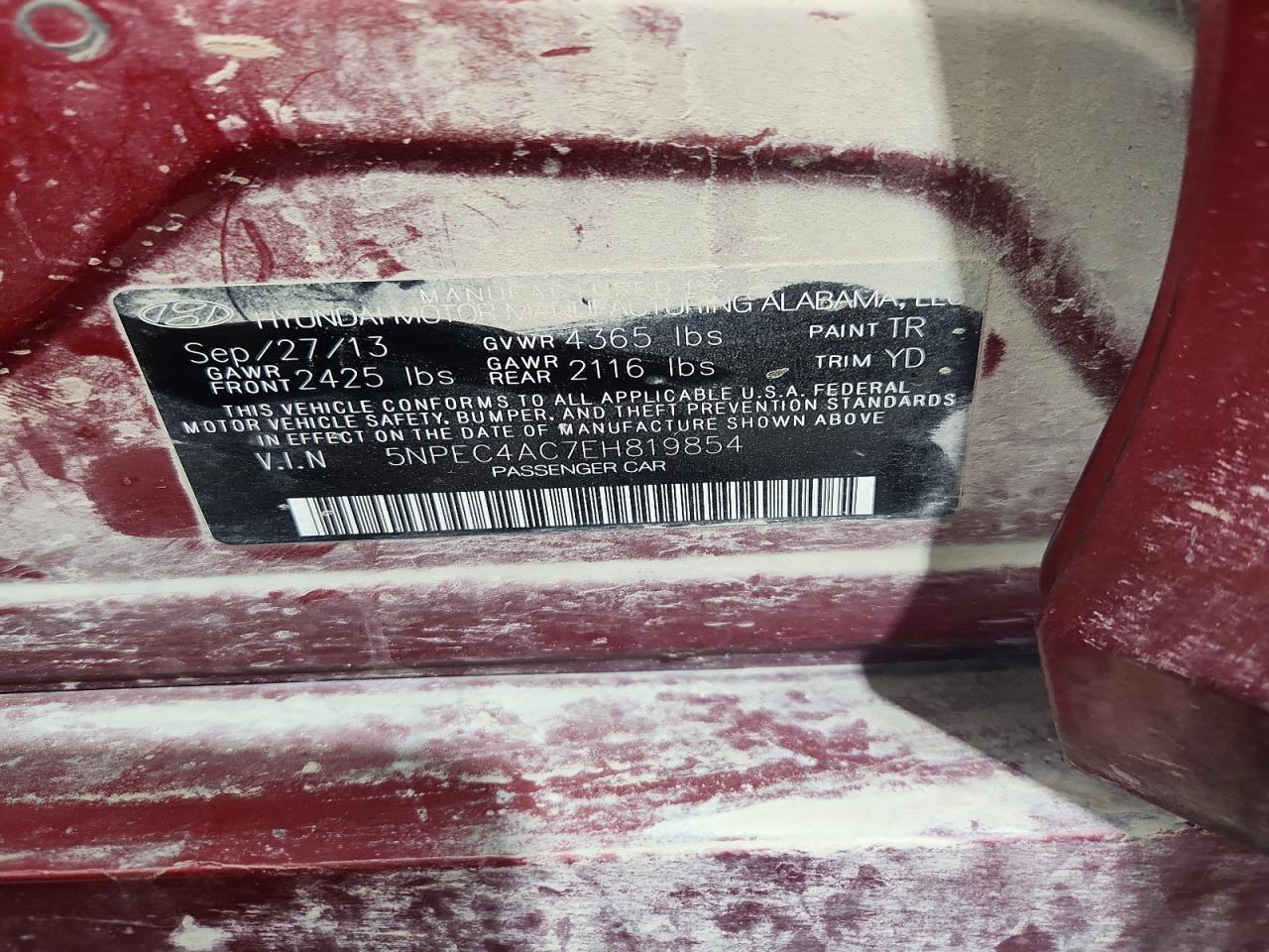 2014 Hyundai Sonata Burgundy vin: 5NPEC4AC7EH819854