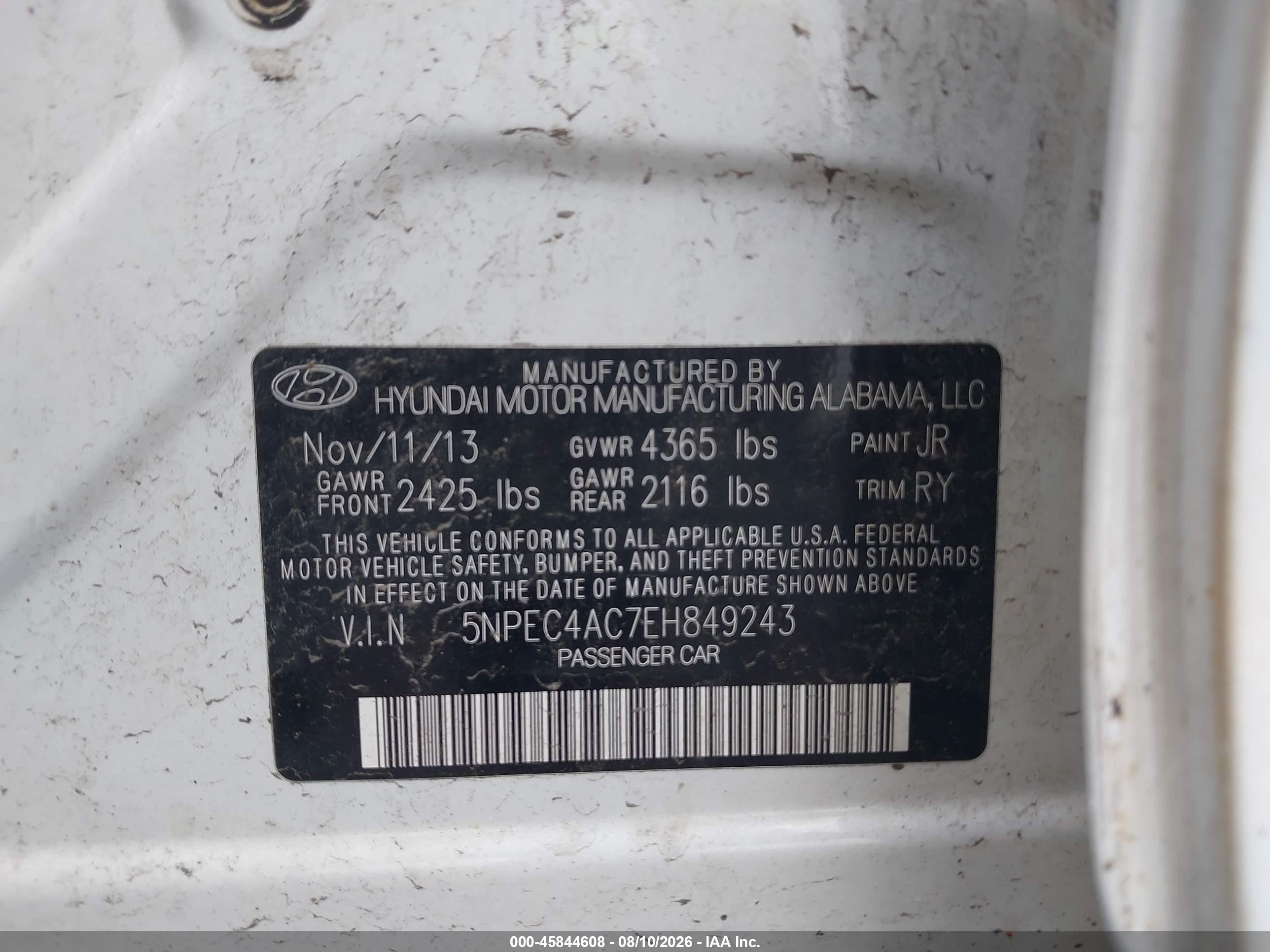 2014 Hyundai Sonata Se Белый vin: 5NPEC4AC7EH849243