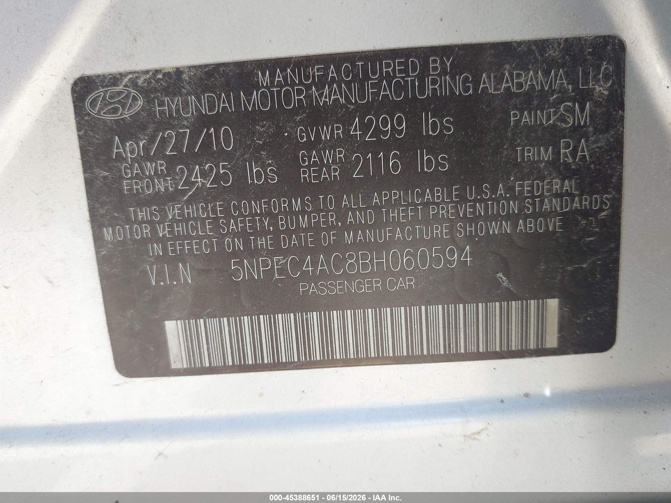 2011 Hyundai Sonata Limited Silver vin: 5NPEC4AC8BH060594