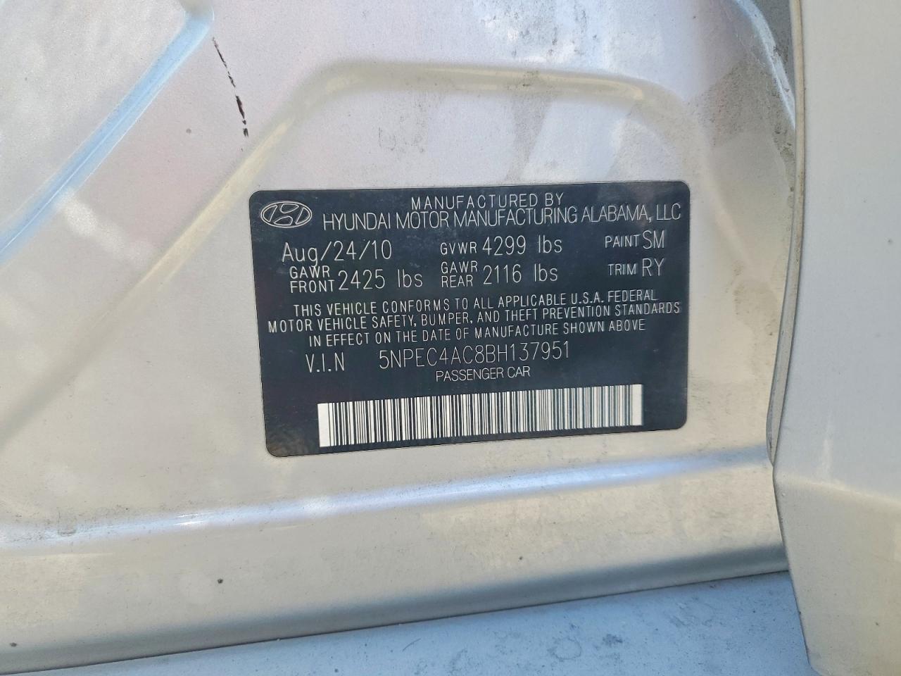 2011 Hyundai Sonata Limited Silver vin: 5NPEC4AC8BH137951