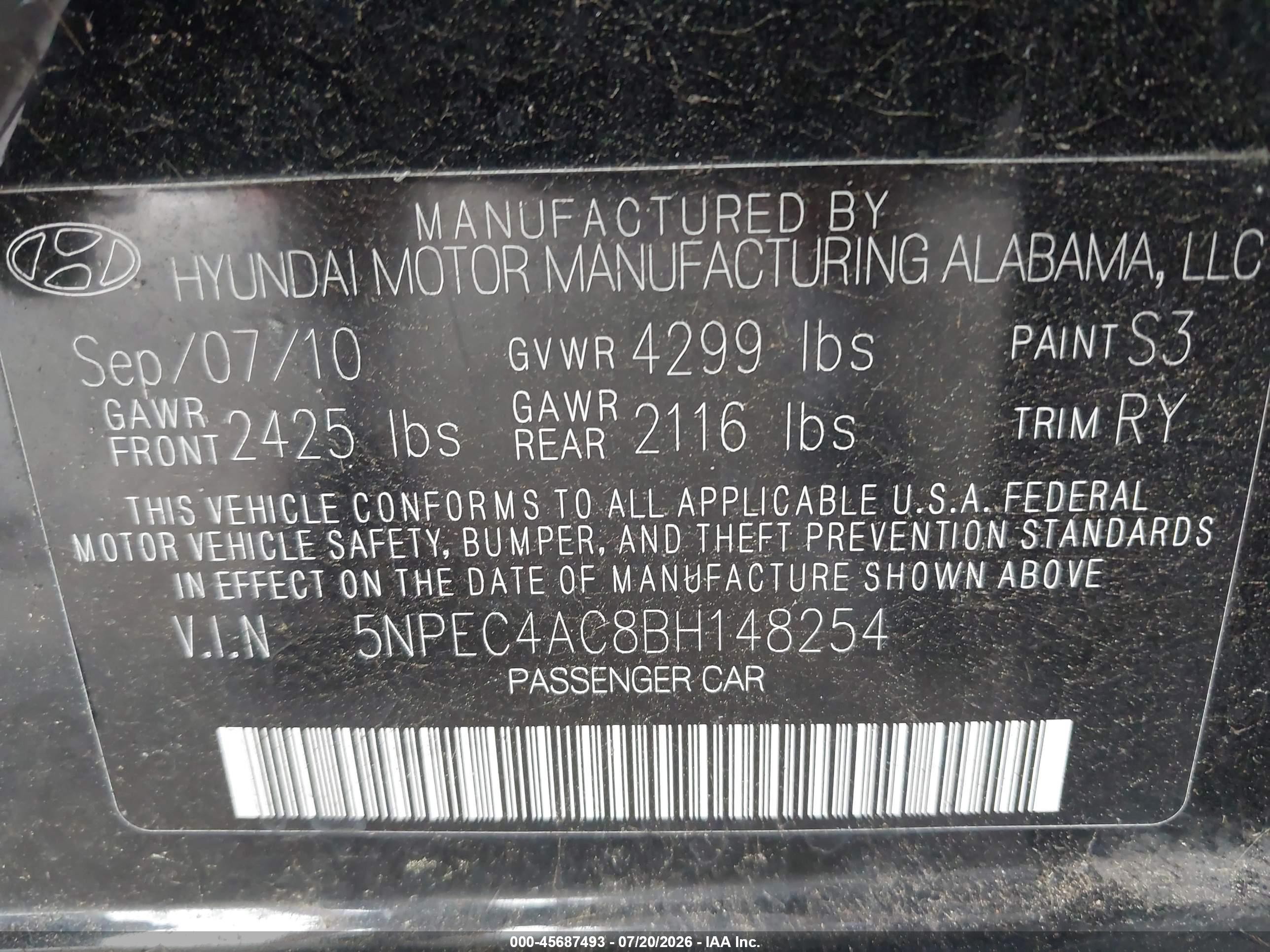 2011 Hyundai Sonata Se Black vin: 5NPEC4AC8BH148254