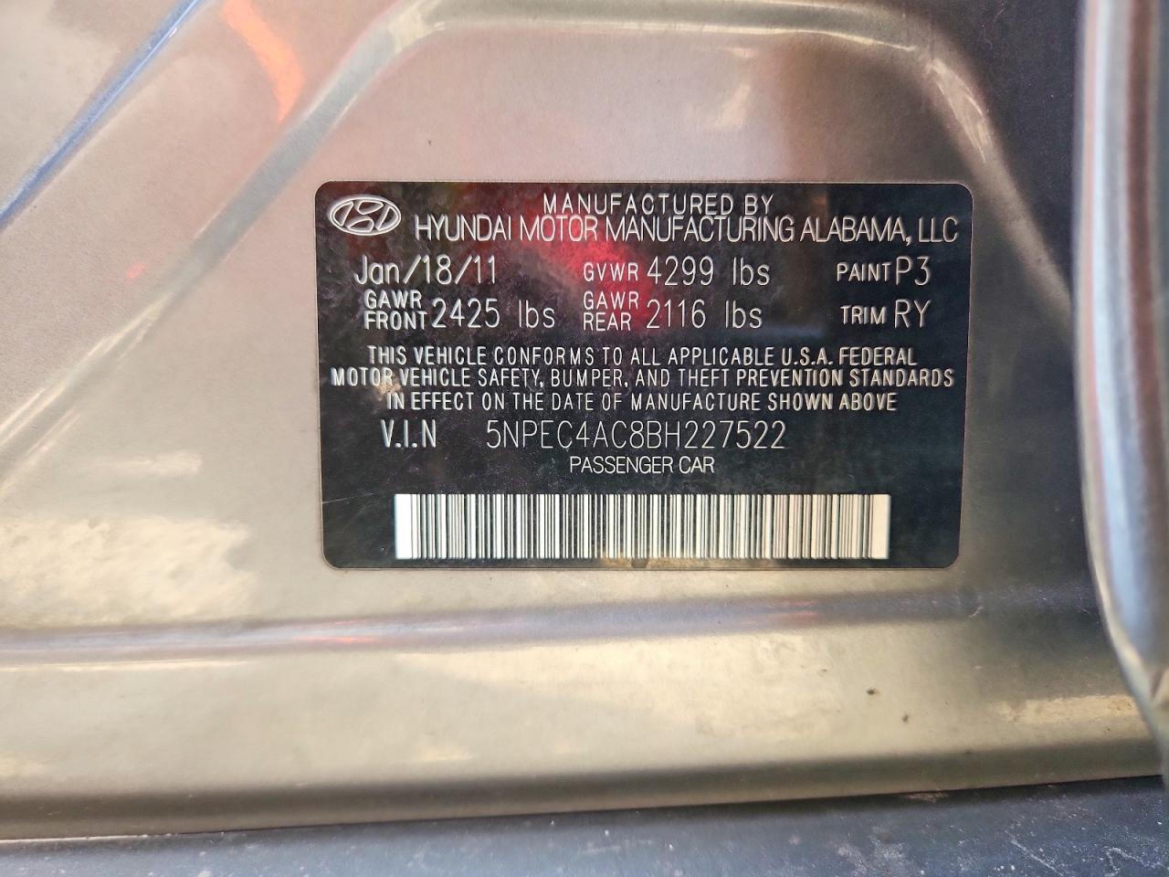 2011 Hyundai Sonata Limited Gray vin: 5NPEC4AC8BH227522