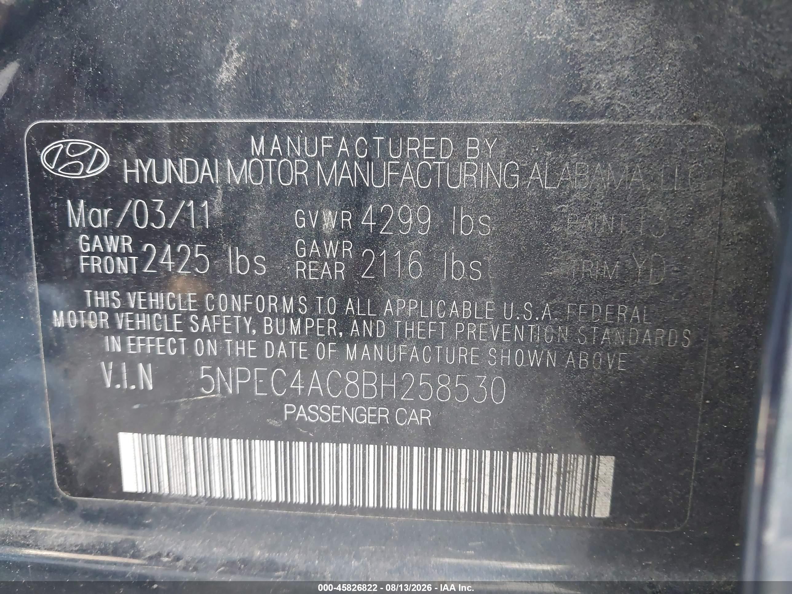 2011 Hyundai Sonata Limited Серый vin: 5NPEC4AC8BH258530