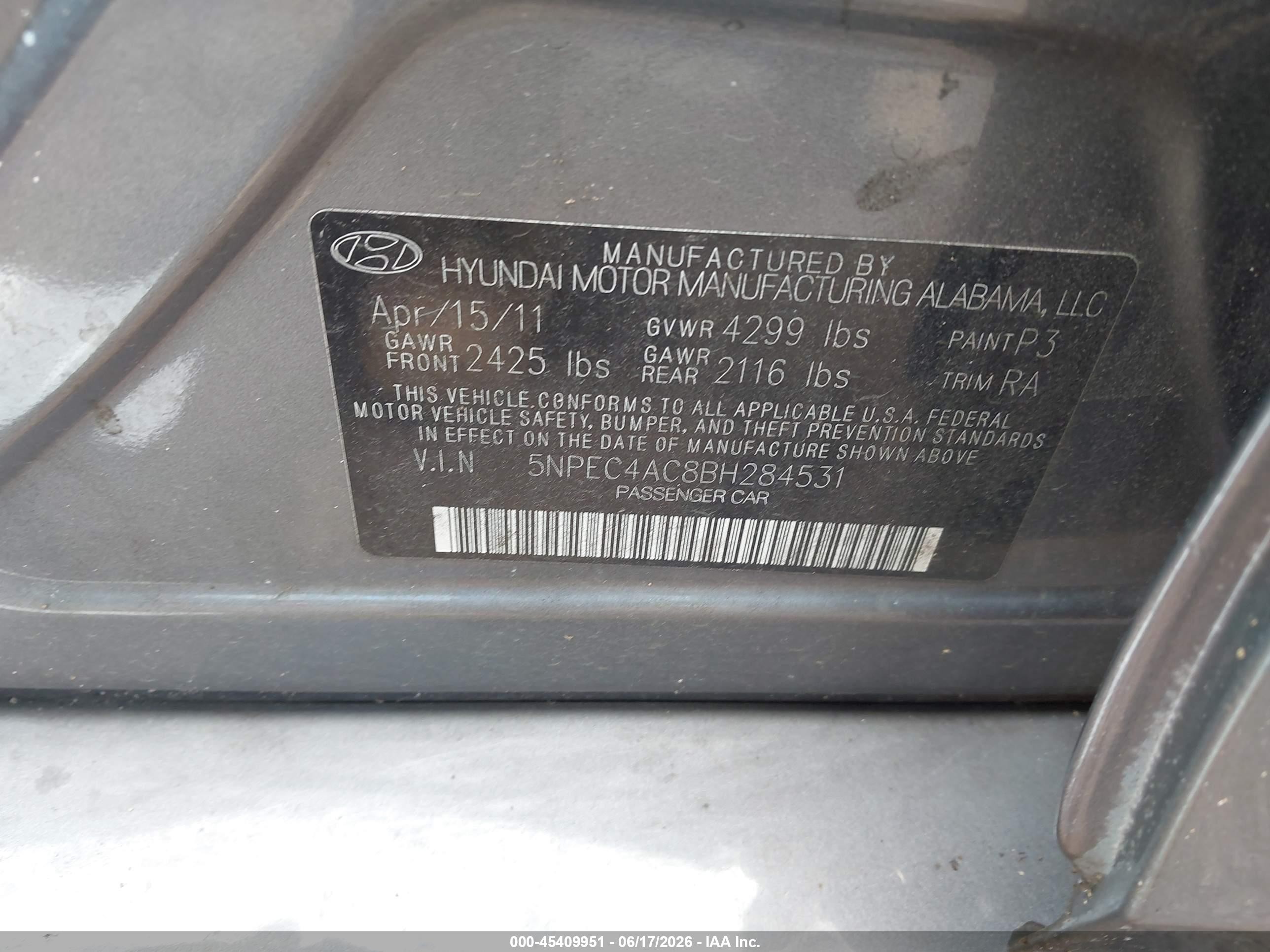 2011 Hyundai Sonata Se Серый vin: 5NPEC4AC8BH284531
