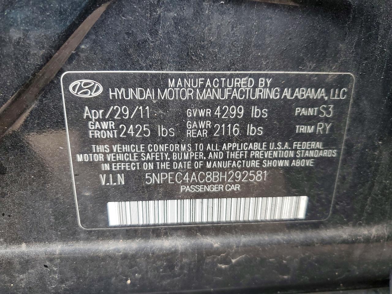 2011 Hyundai Sonata Limited Black vin: 5NPEC4AC8BH292581