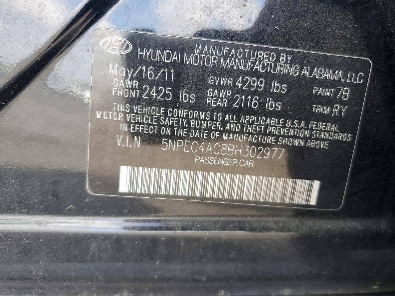 2011 Hyundai Sonata Limited Black vin: 5NPEC4AC8BH302977