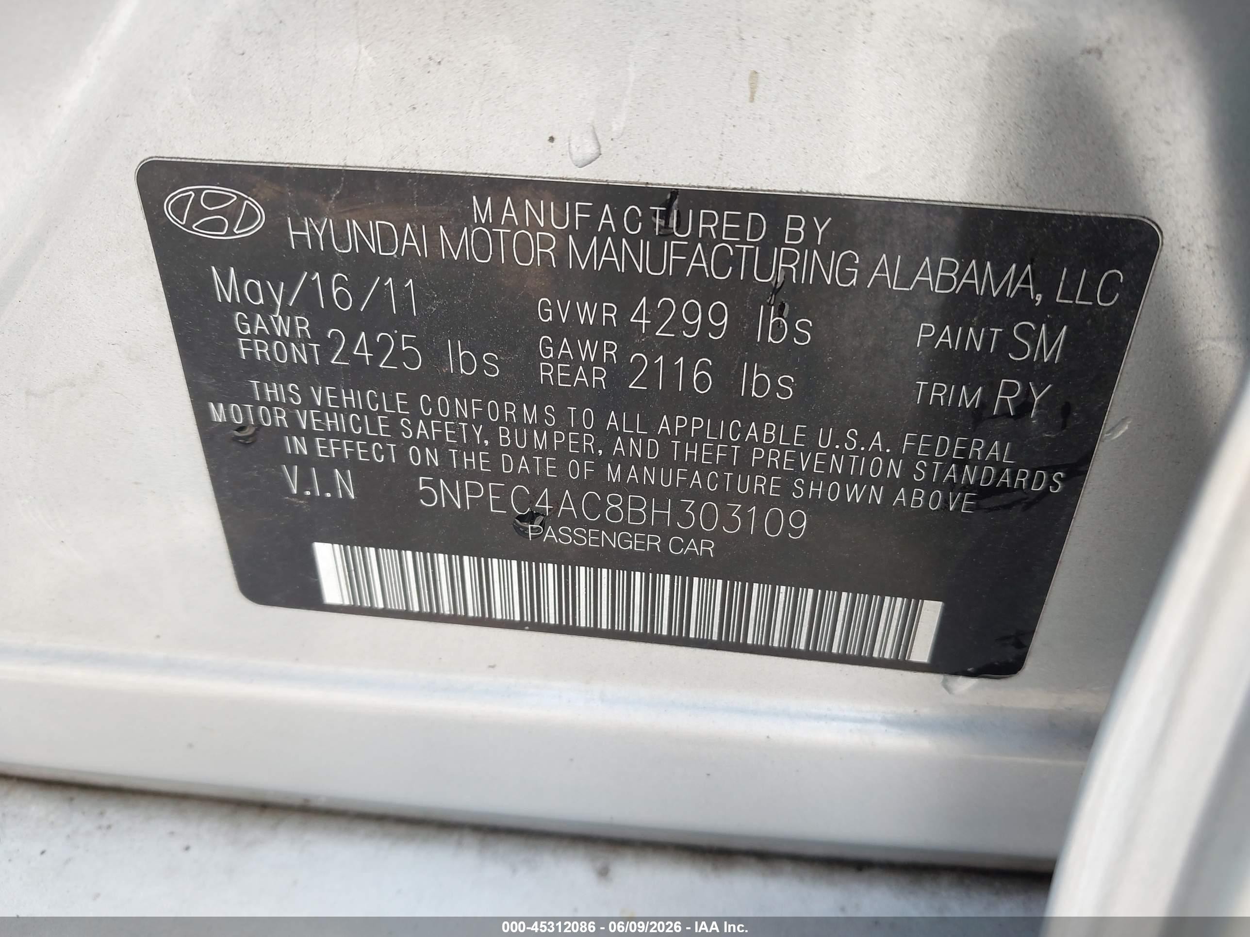 2011 Hyundai Sonata Limited Серебряный vin: 5NPEC4AC8BH303109