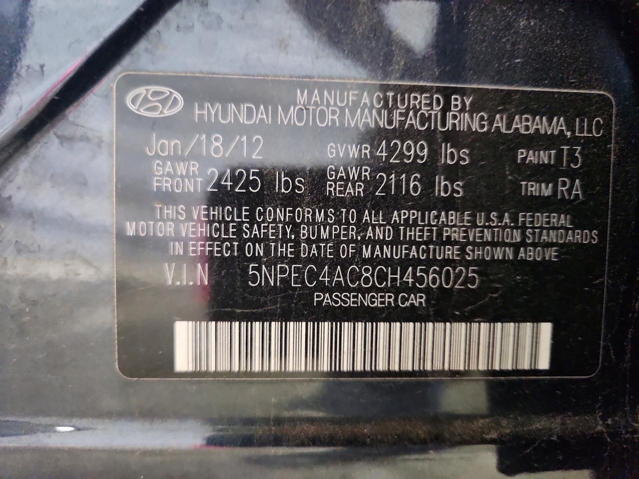 2012 Hyundai Sonata Limited Blue vin: 5NPEC4AC8CH456025