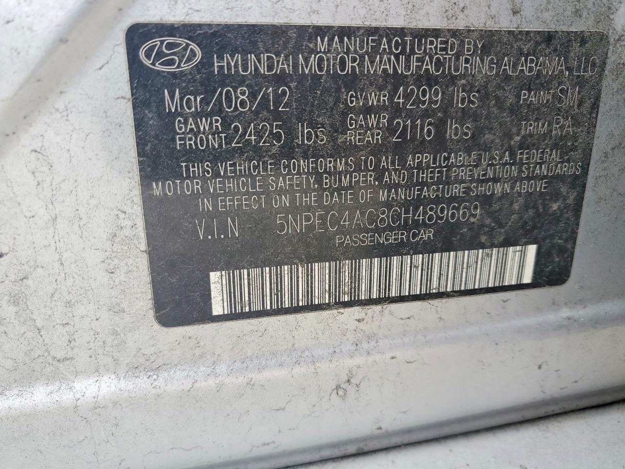 2012 Hyundai Sonata Limited Silver vin: 5NPEC4AC8CH489669