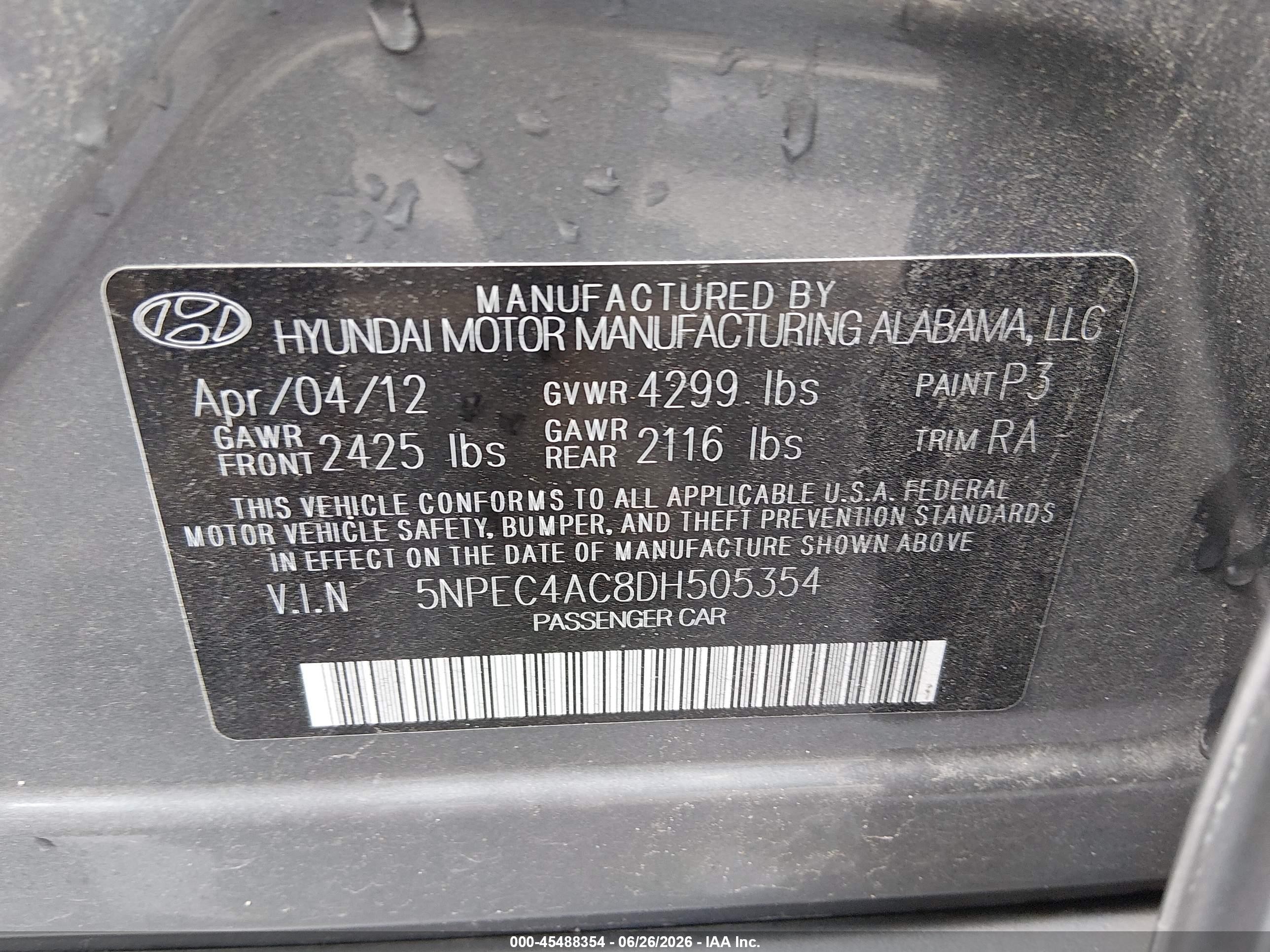 2013 Hyundai Sonata Se Silver vin: 5NPEC4AC8DH505354