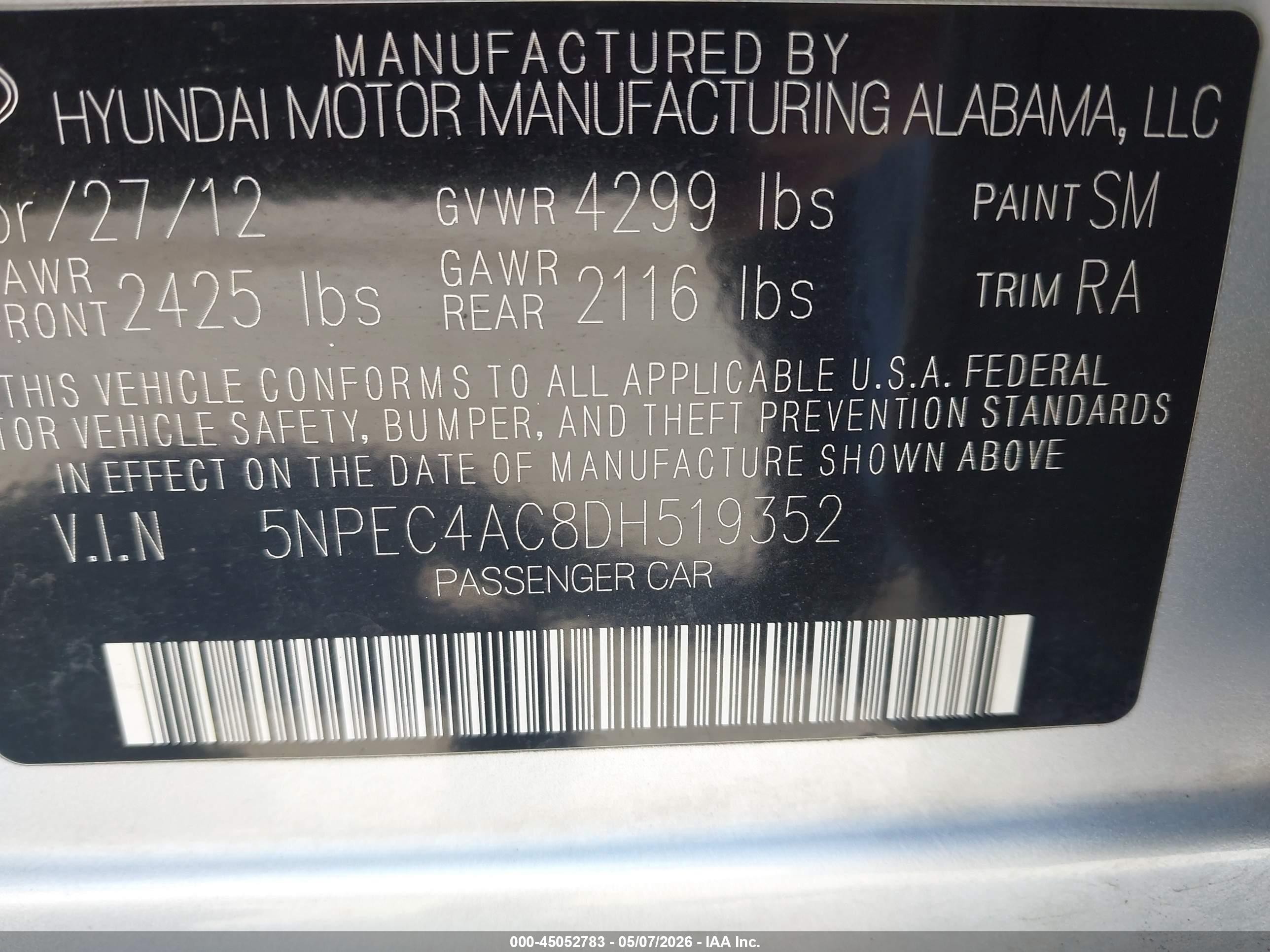 2013 Hyundai Sonata Limited Silver vin: 5NPEC4AC8DH519352