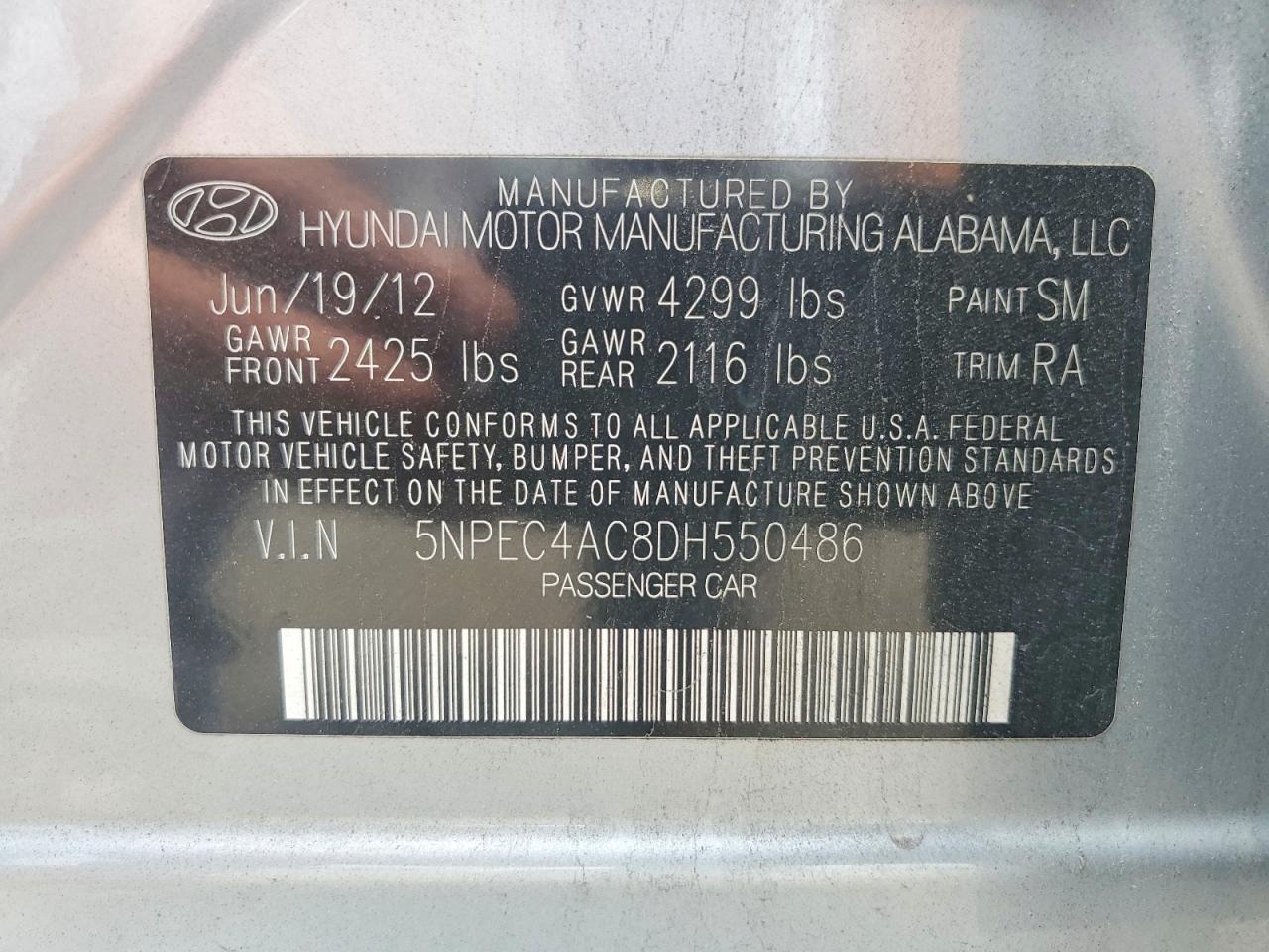 2013 Hyundai Sonata Limited Silver vin: 5NPEC4AC8DH550486