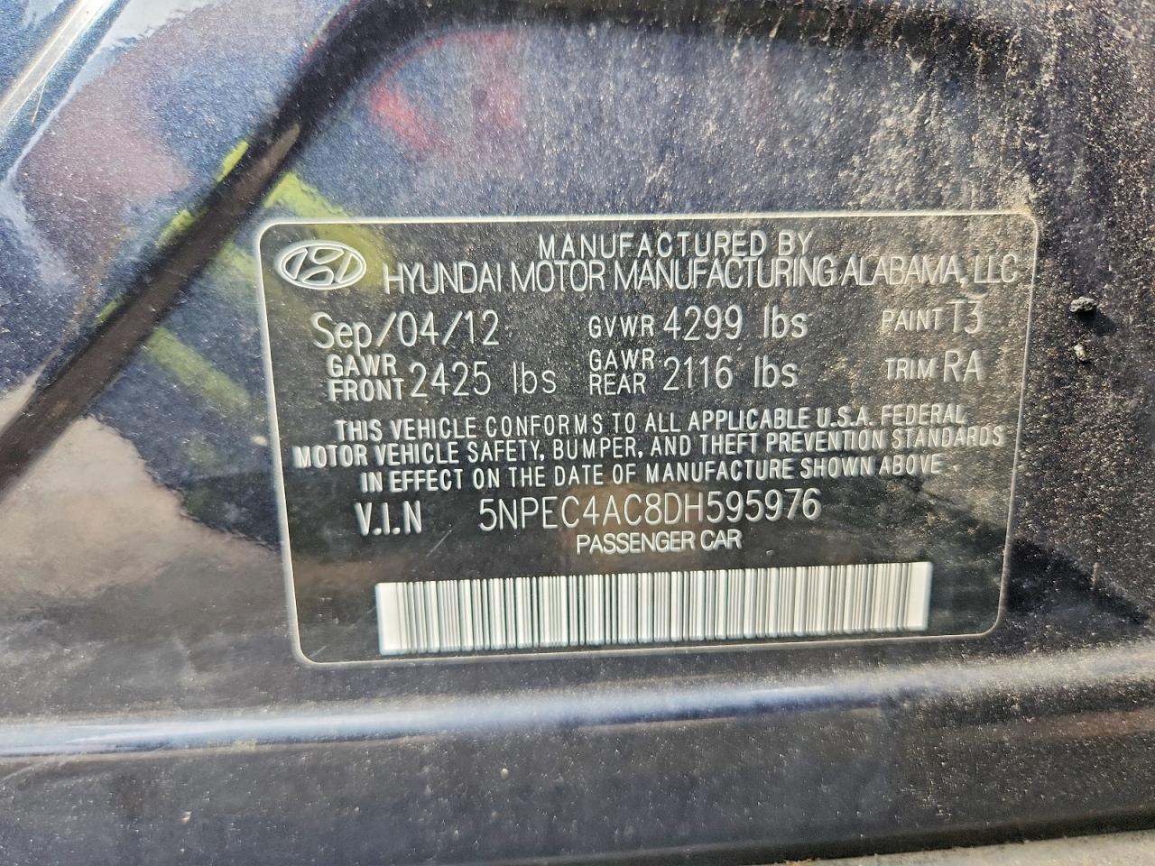 2013 Hyundai Sonata Limited Черный vin: 5NPEC4AC8DH595976