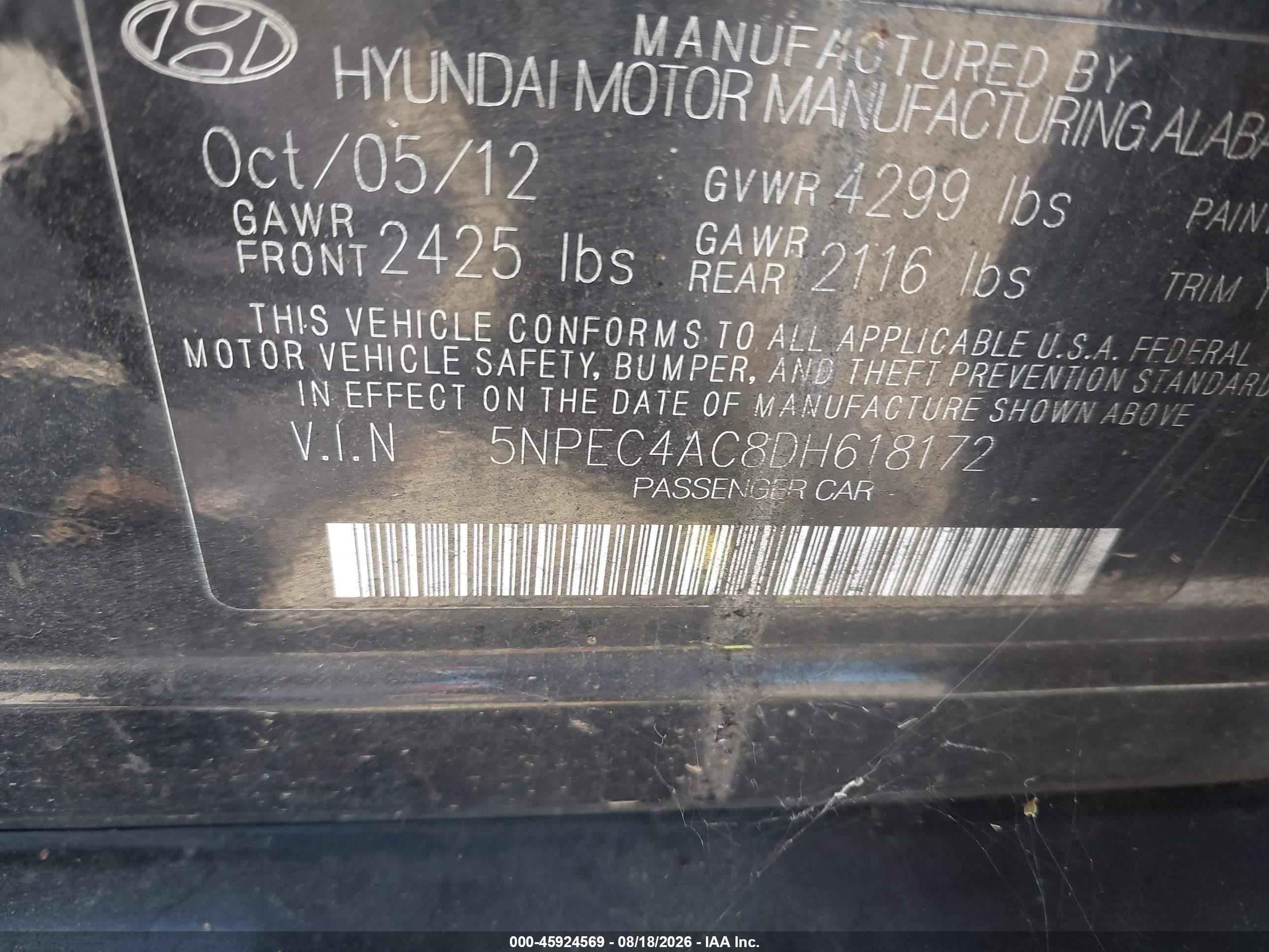 2013 Hyundai Sonata Limited Blue vin: 5NPEC4AC8DH618172
