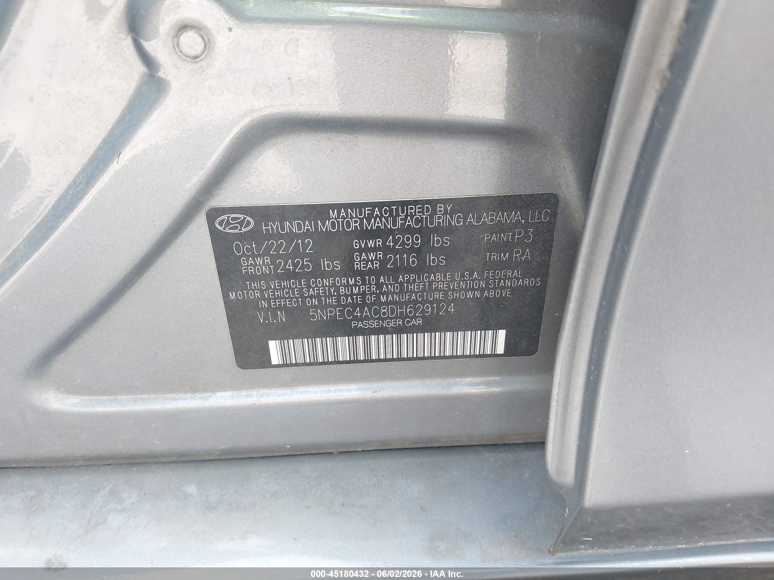 2013 Hyundai Sonata Limited Gray vin: 5NPEC4AC8DH629124