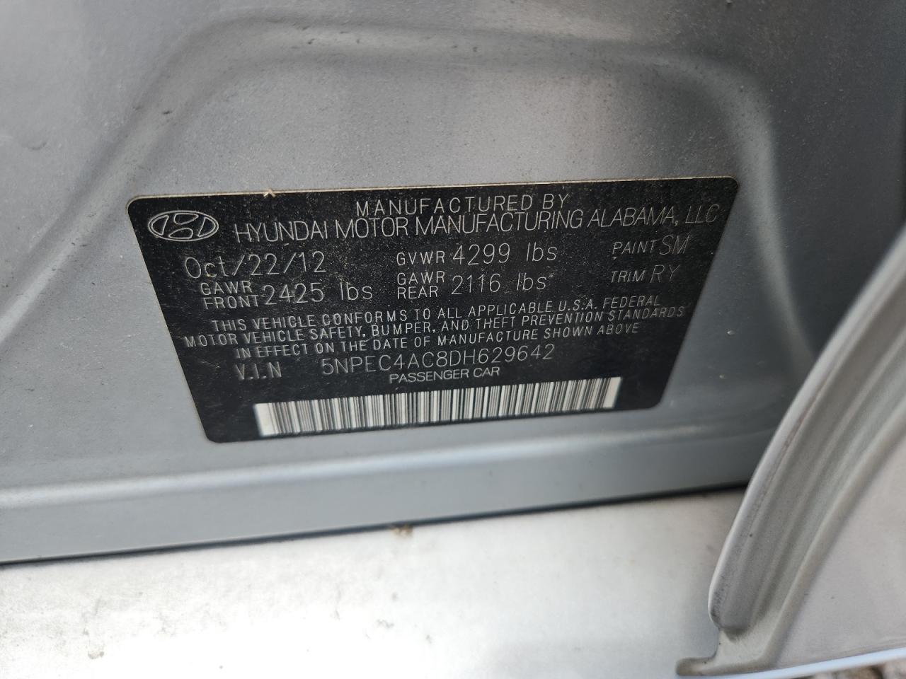 2013 Hyundai Sonata Limited Silver vin: 5NPEC4AC8DH629642