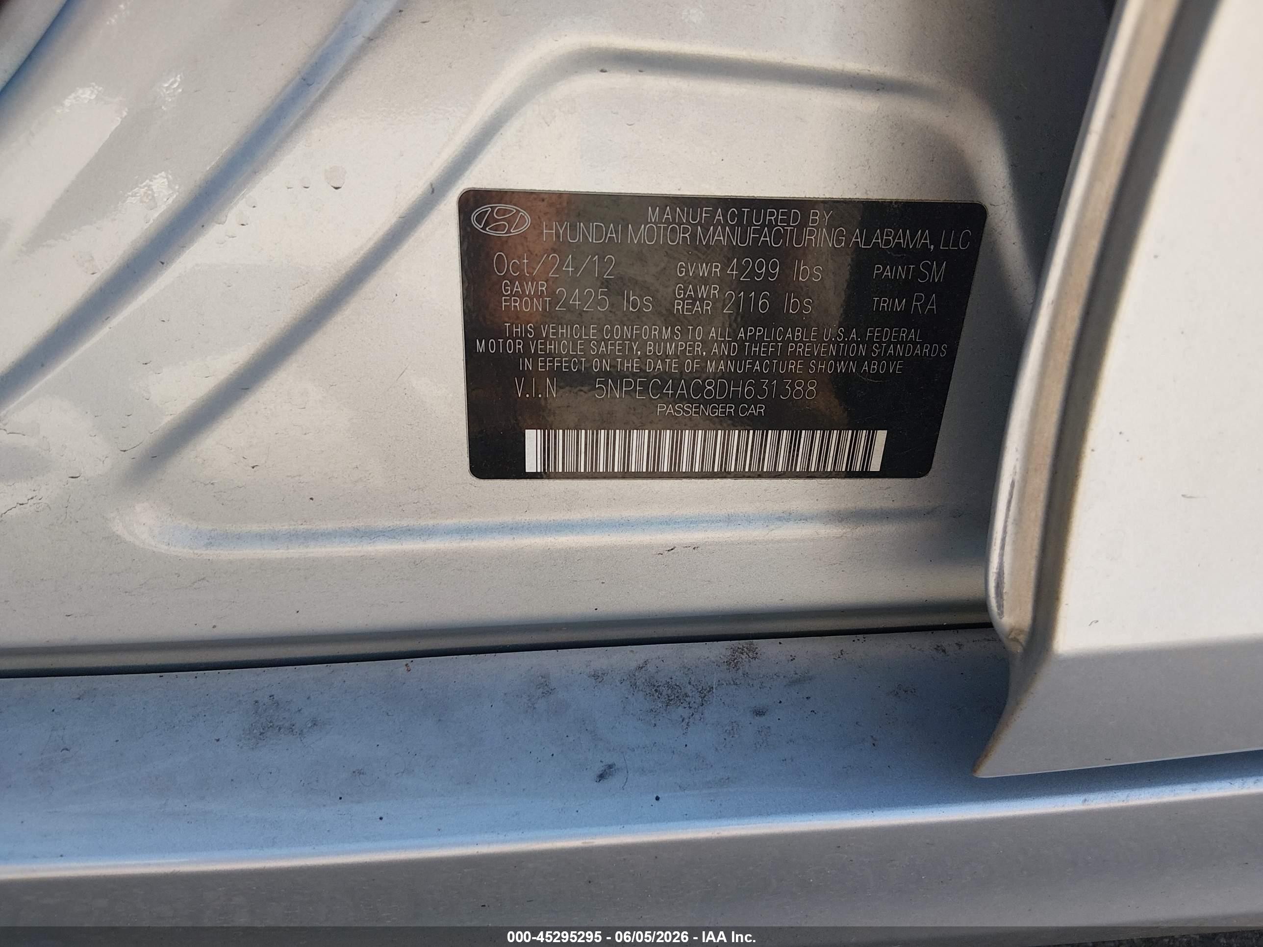 2013 Hyundai Sonata Limited Silver vin: 5NPEC4AC8DH631388