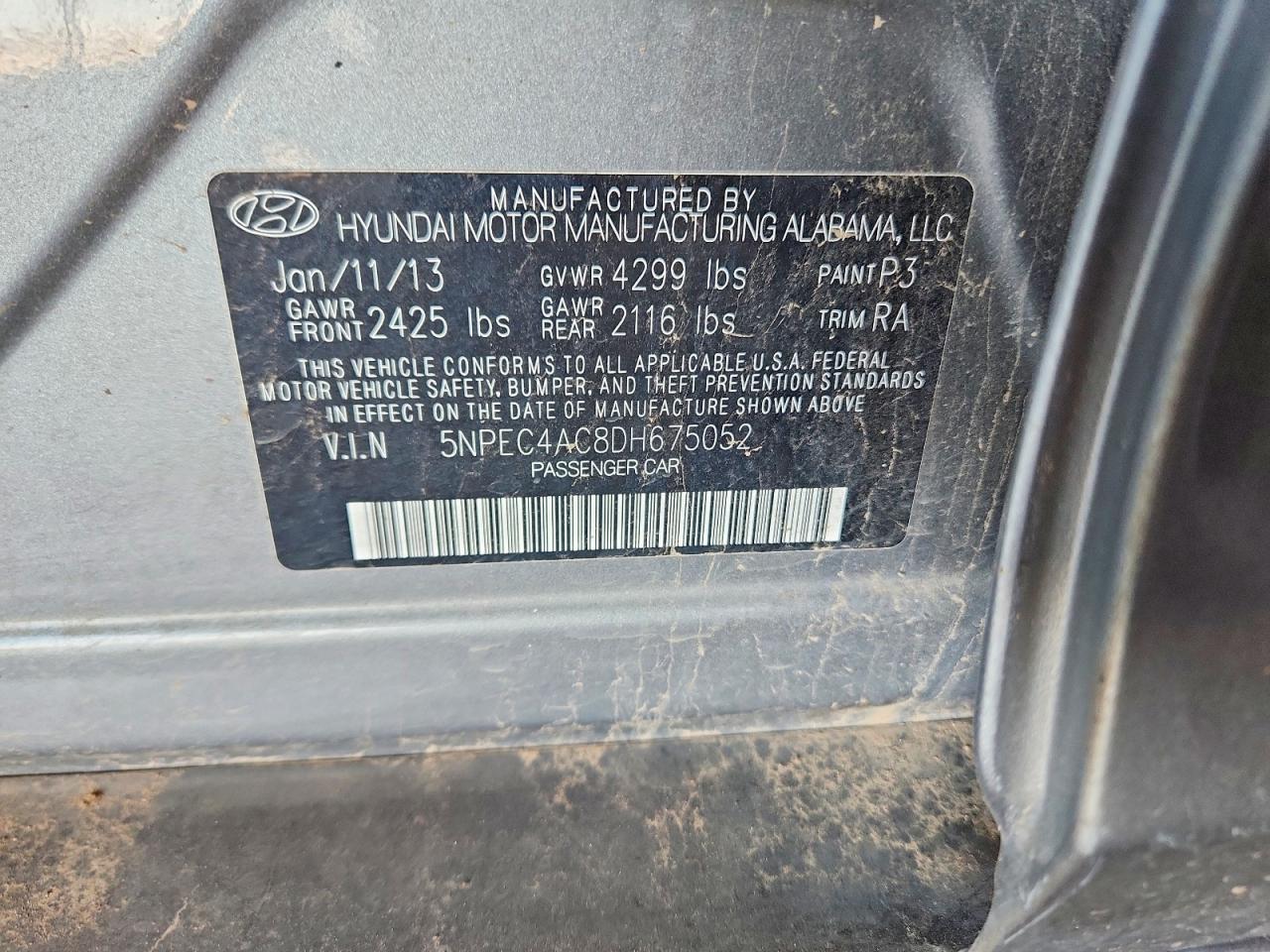 2013 Hyundai Sonata Limited Gray vin: 5NPEC4AC8DH675052