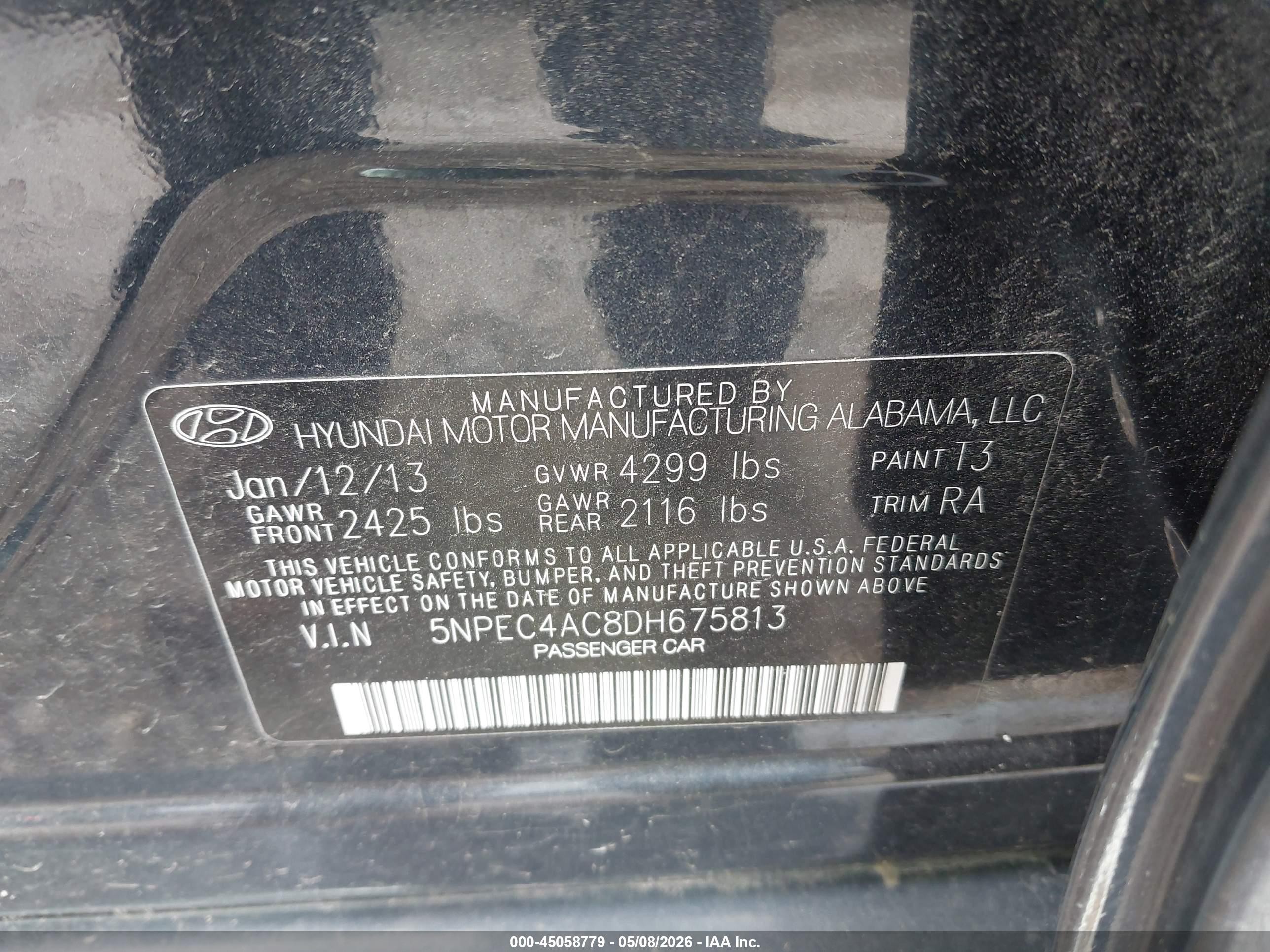 2013 Hyundai Sonata Limited Gray vin: 5NPEC4AC8DH675813