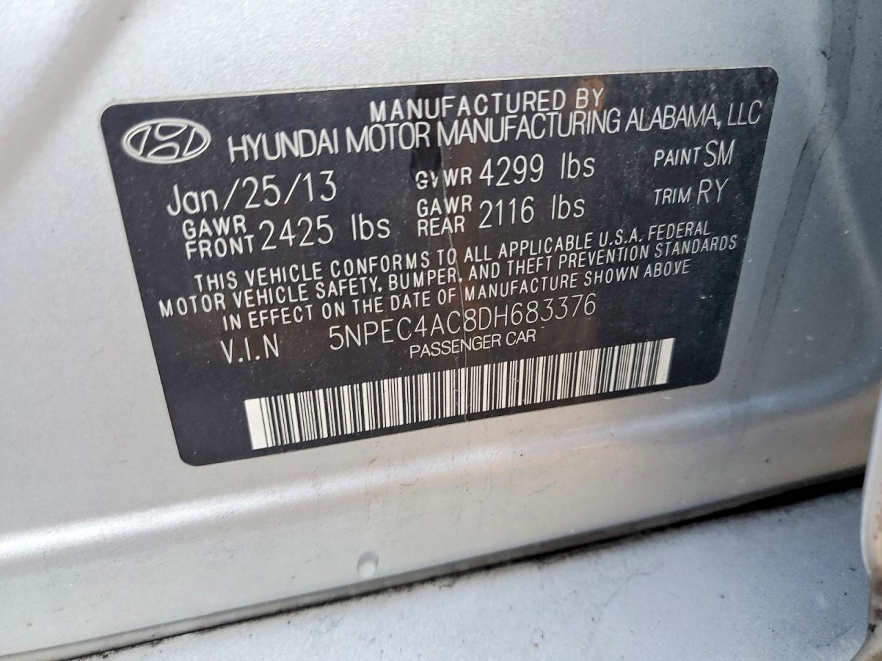 2013 Hyundai Sonata Limited Серебряный vin: 5NPEC4AC8DH683376