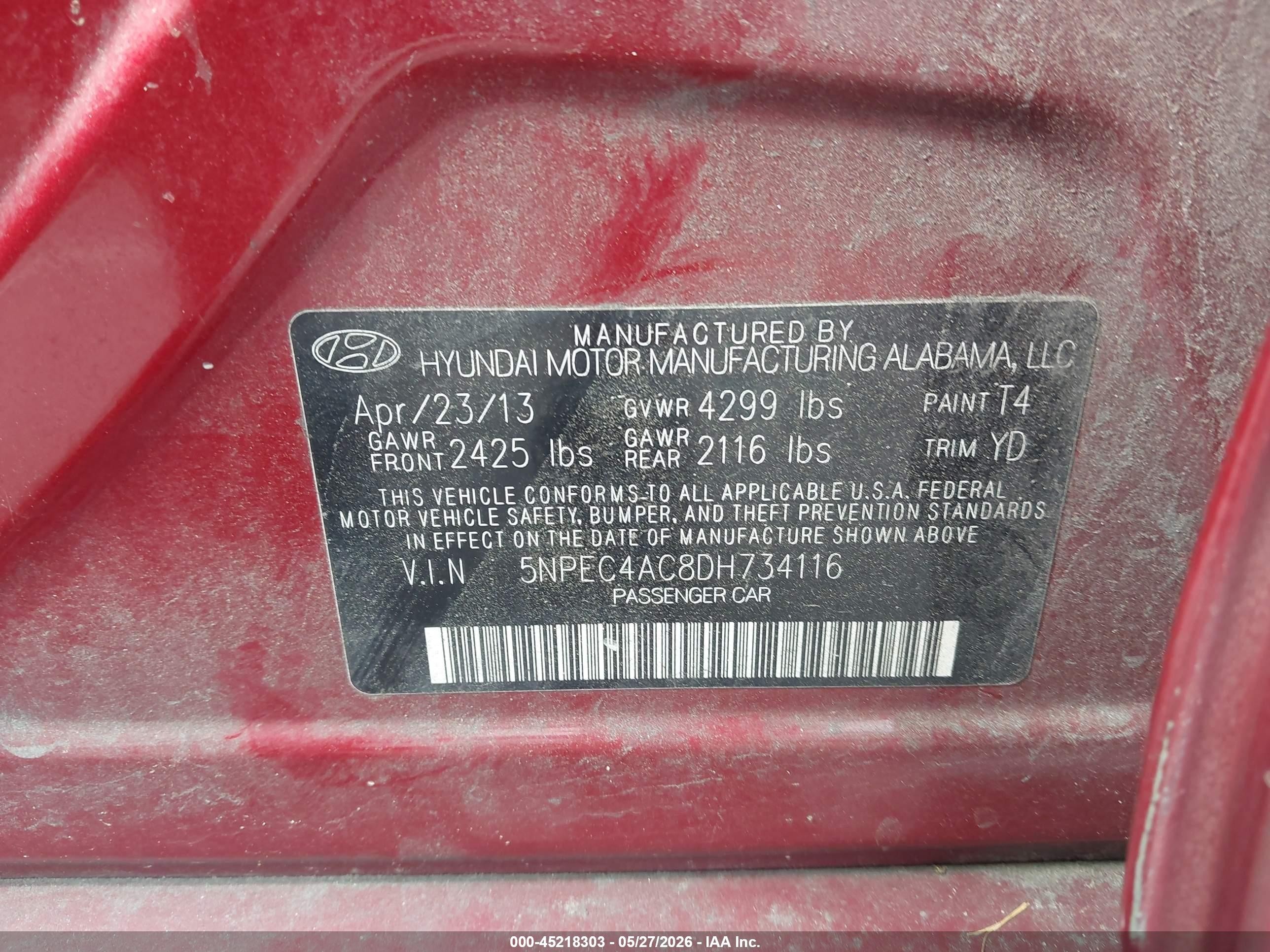 2013 Hyundai Sonata Limited Red vin: 5NPEC4AC8DH734116