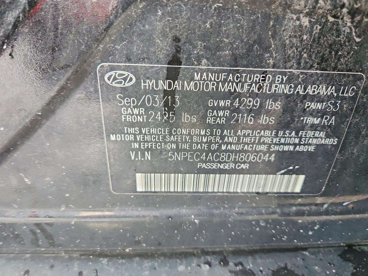 2013 Hyundai Sonata Limited Black vin: 5NPEC4AC8DH806044