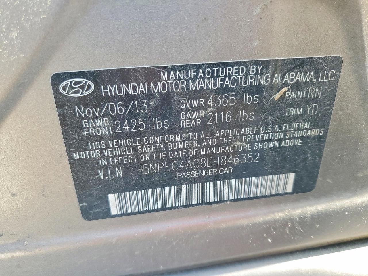 2014 Hyundai Sonata Limited Gray vin: 5NPEC4AC8EH846352