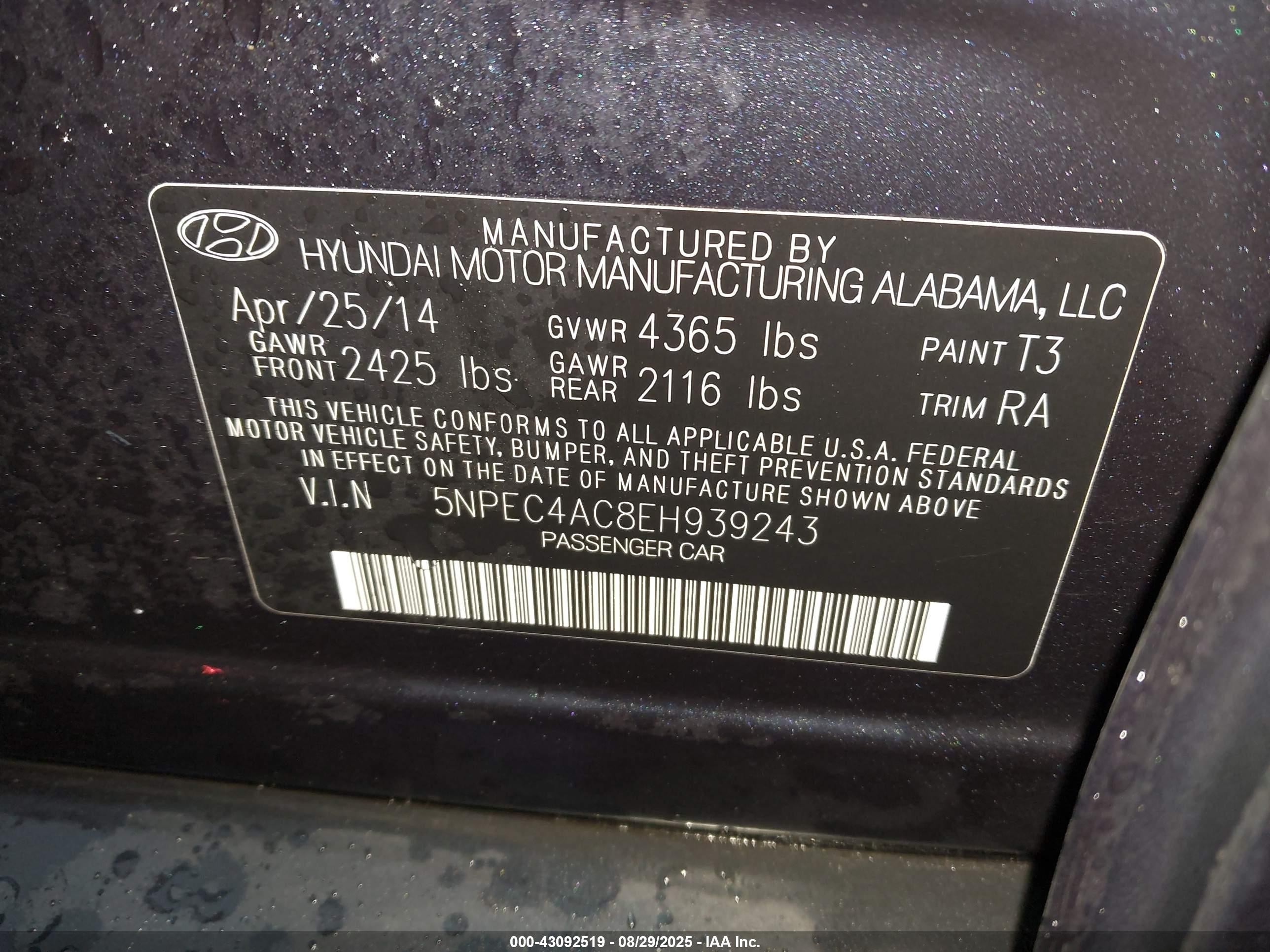 2014 Hyundai Sonata Limited Dark Blue vin: 5NPEC4AC8EH939243