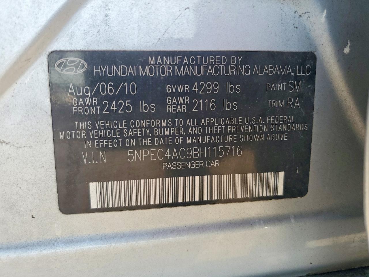 2011 Hyundai Sonata Limited Silver vin: 5NPEC4AC9BH115716