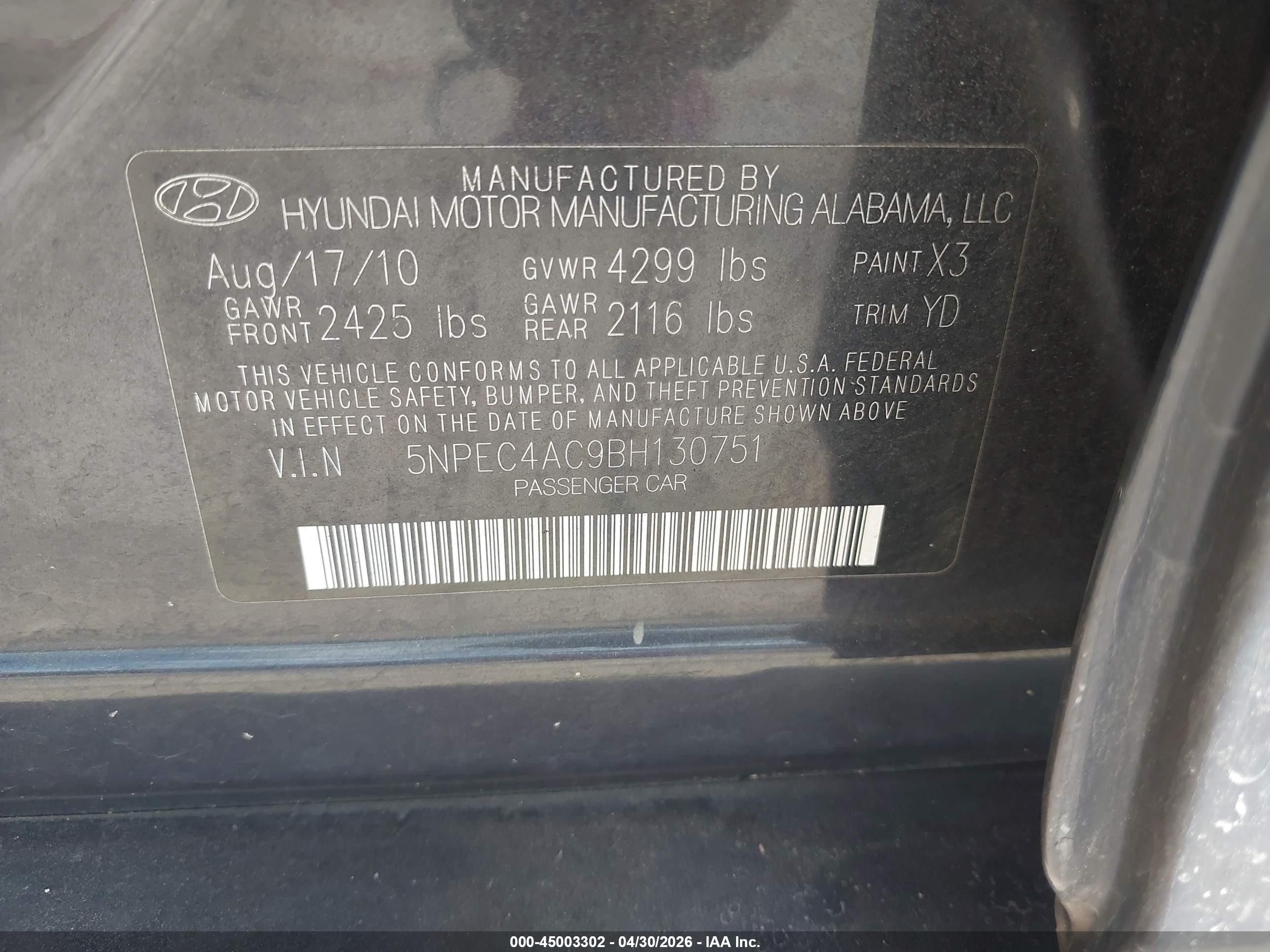 2011 Hyundai Sonata Limited Синий vin: 5NPEC4AC9BH130751