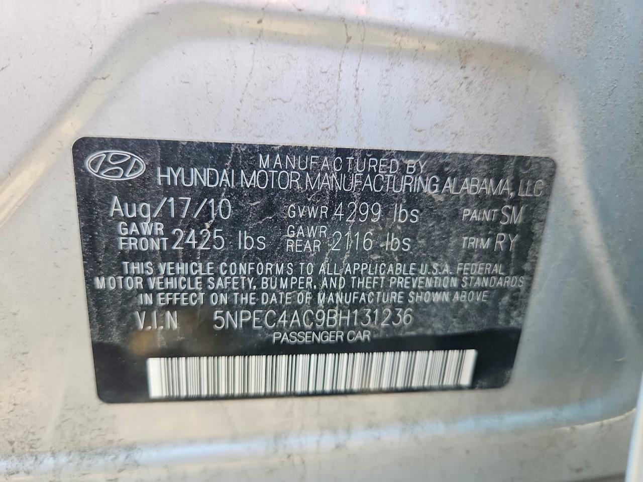 2011 Hyundai Sonata Limited Silver vin: 5NPEC4AC9BH131236