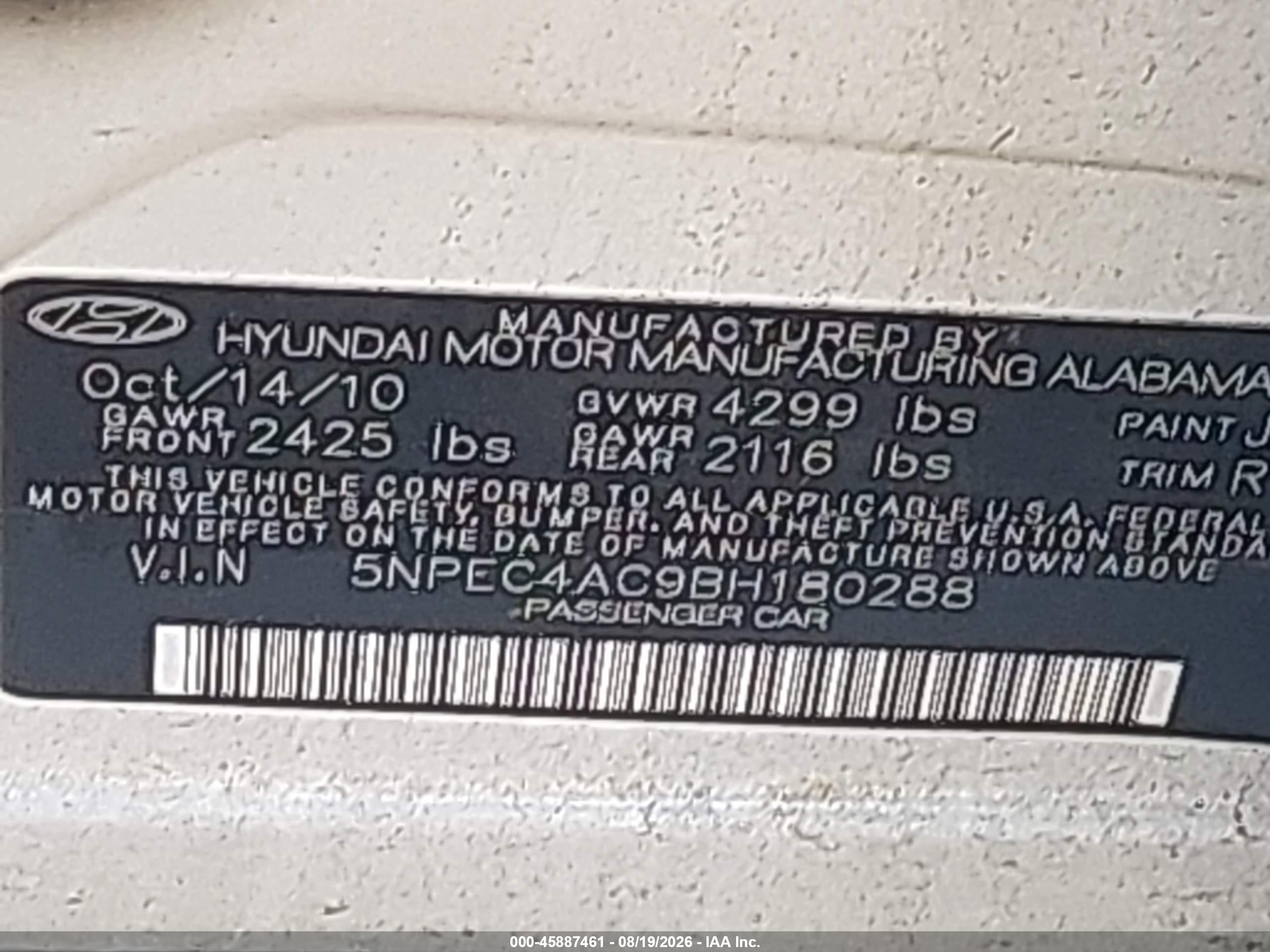 2011 Hyundai Sonata Se Белый vin: 5NPEC4AC9BH180288