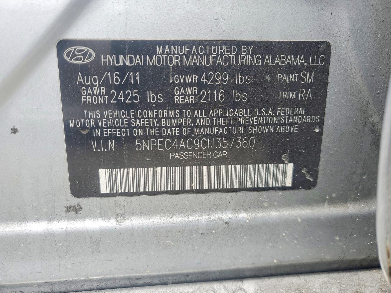 2012 Hyundai Sonata Limited Silver vin: 5NPEC4AC9CH357360