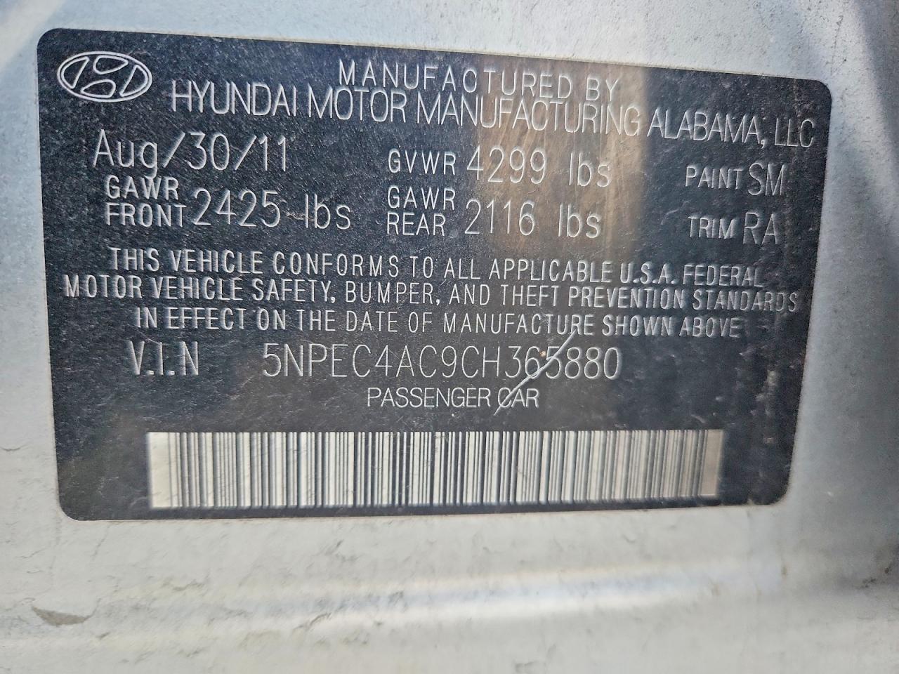 2012 Hyundai Sonata Limited Silver vin: 5NPEC4AC9CH365880